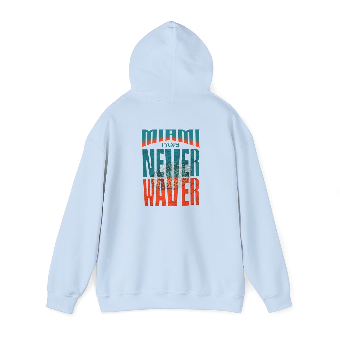 Unisex Heavy Blend™ Hooded Sweatshirt -Miami Fans  NEVER WAVER w Leopard Football | Cozy Streetwear for Every Day - Never Waver