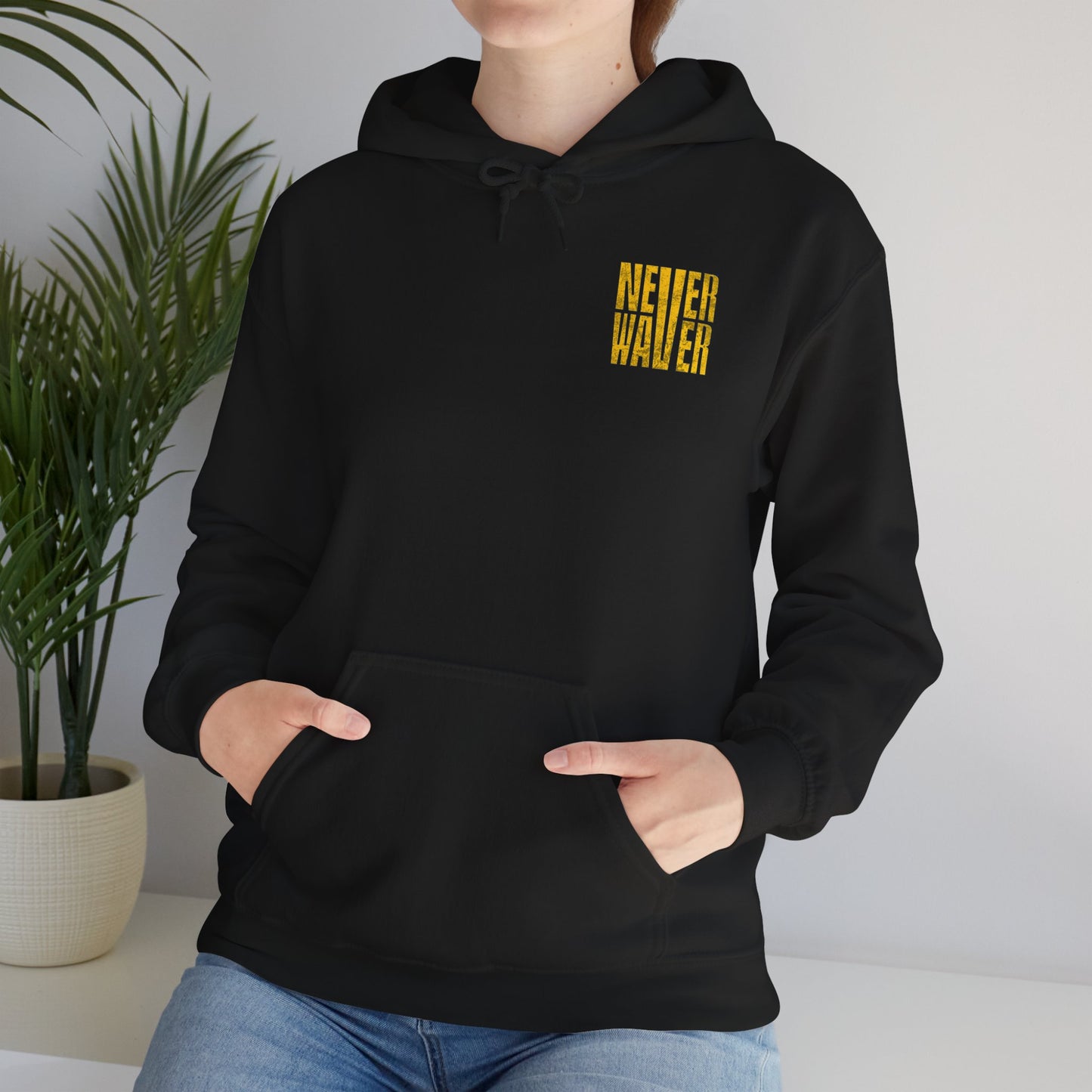 Los Angeles Fans Never Waver w Leopard Football Unisex Heavy Blend™ Hooded Sweatshirt - Cozy, Motivational Apparel for Everyday Wear