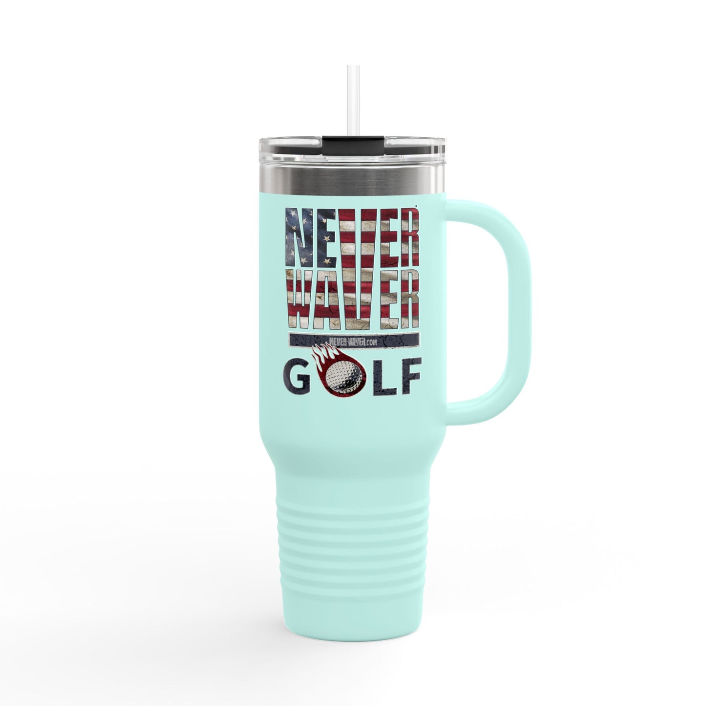 Insulated Travel Mug - "Never Waver Golf" - 40oz Sporty Drinkware - Never Waver
