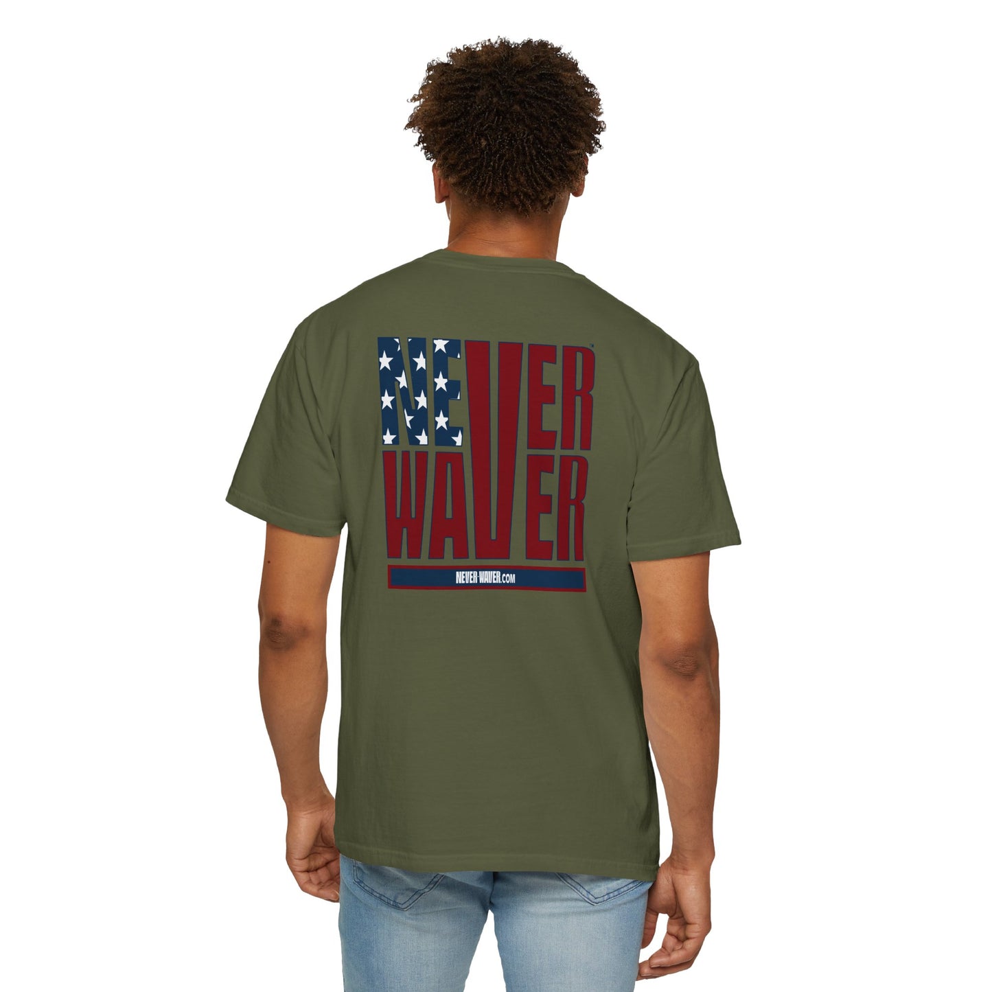 Patriotic Unisex Garment-Dyed T-Shirt - 'Never Waver' Design - Never Waver