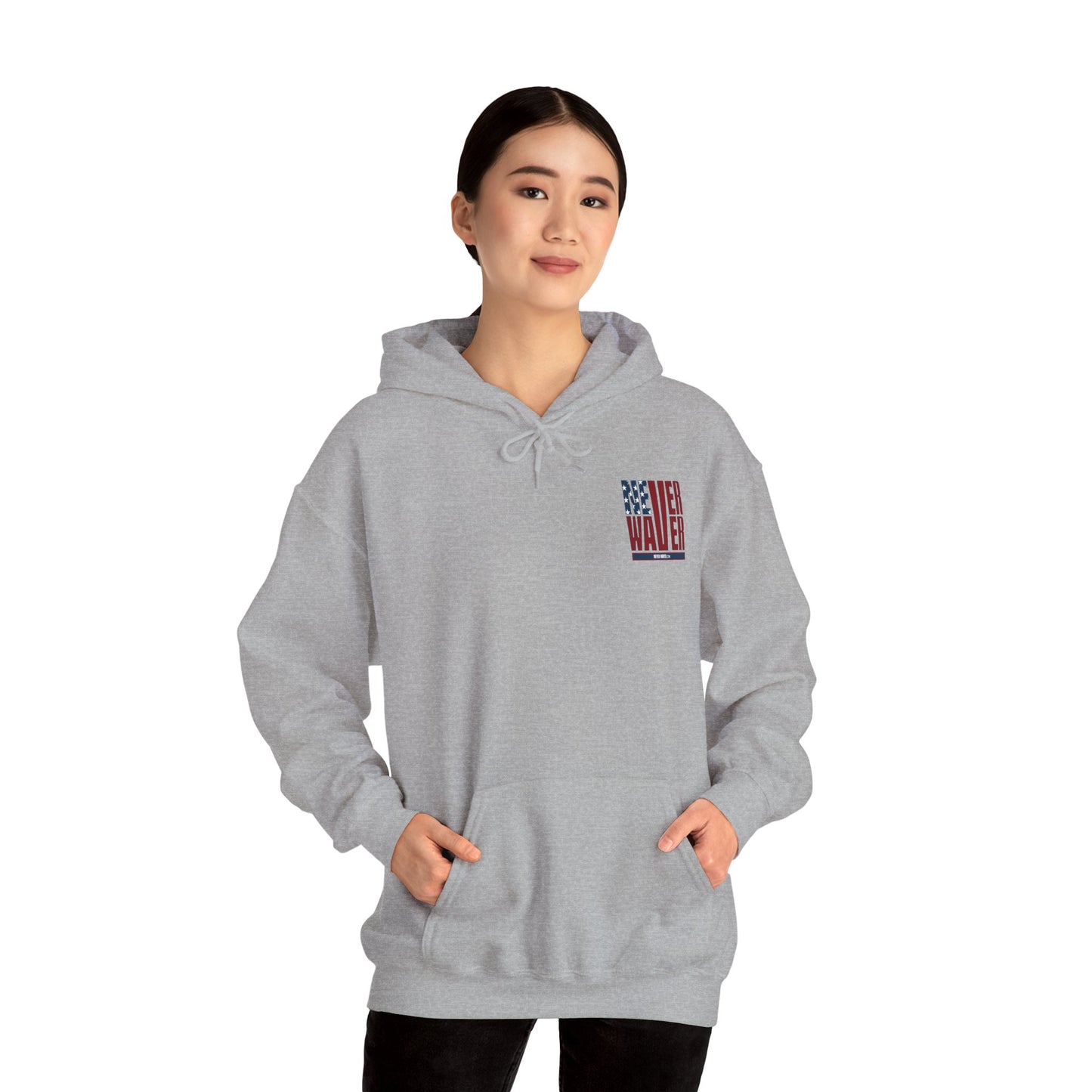 Patriotic Unisex Heavy Blend™ Hoodie - 'Never Waver Like This Mom' - Never Waver