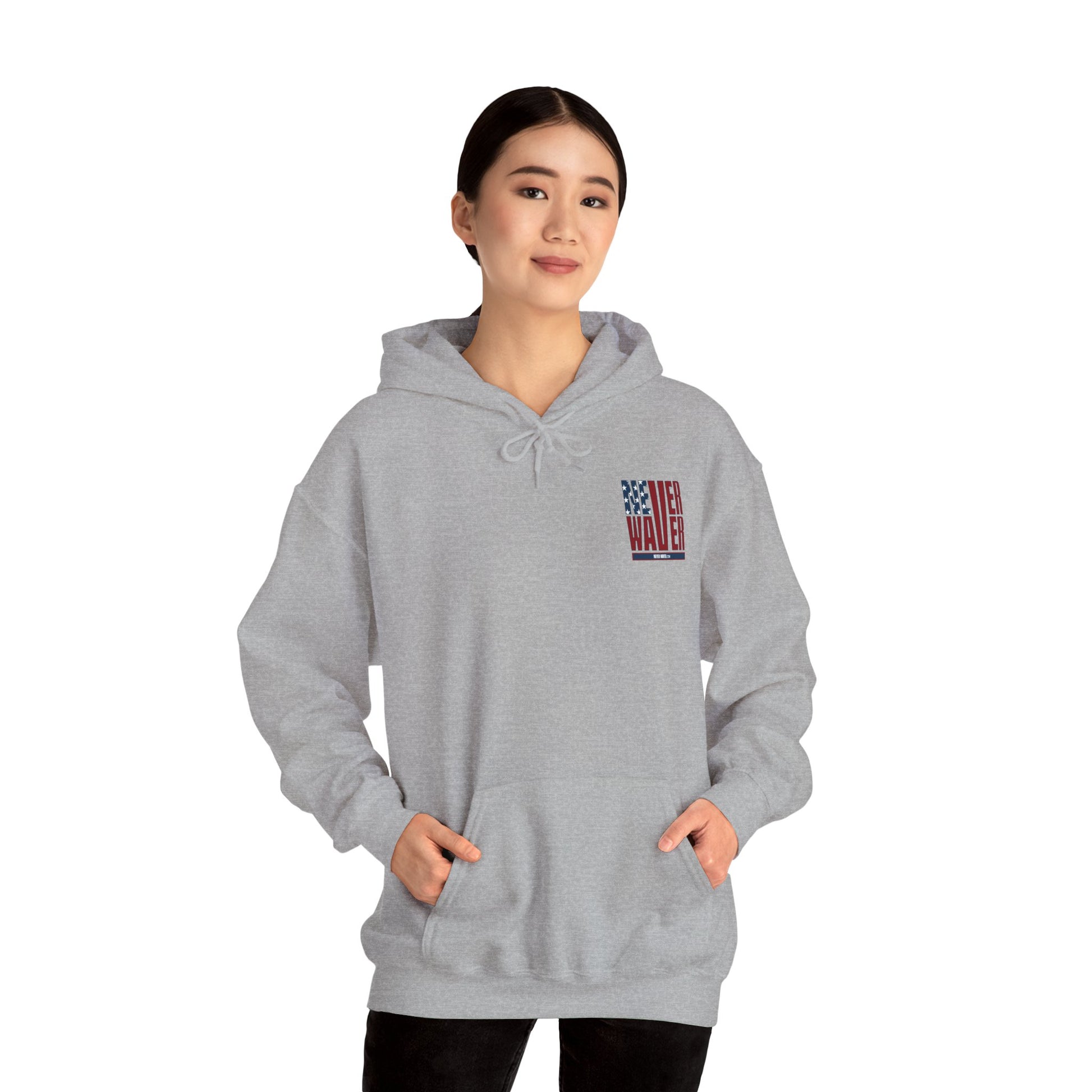 Patriotic Unisex Heavy Blend™ Hoodie - 'Never Waver Like This Mom' - Never Waver
