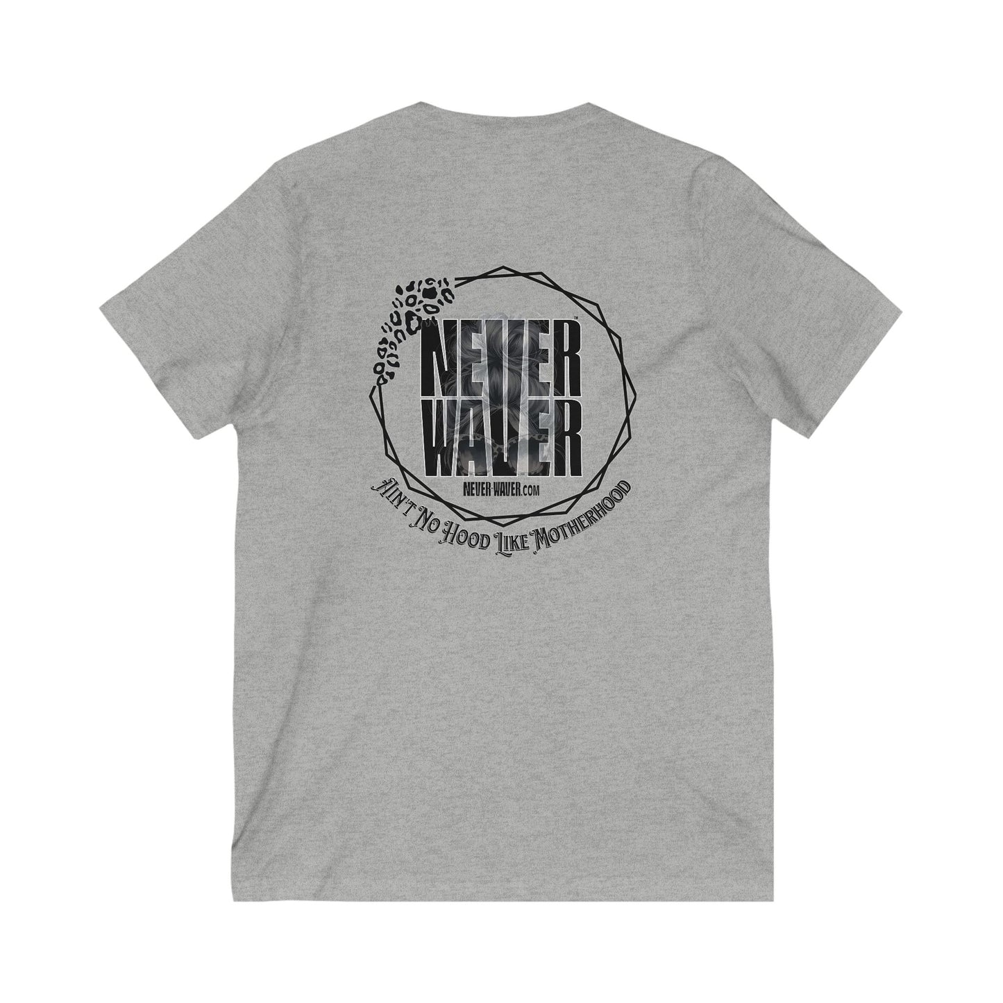 Never Waver Ain't No Hood Like Motherhood V-Neck Tee for Moms - Patriotic Short Sleeve Shirt - Never Waver