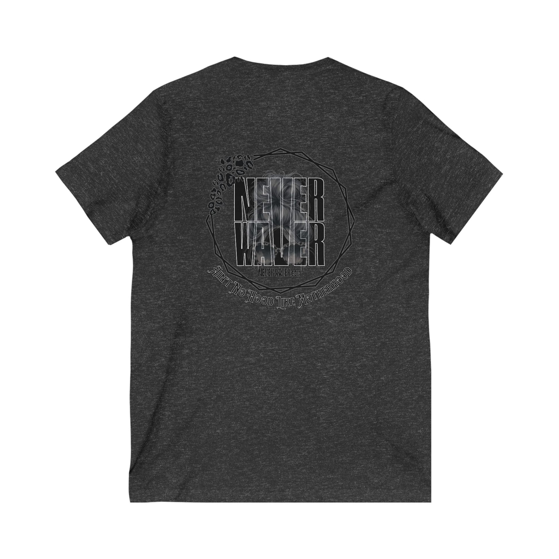 Never Waver Ain't No Hood Like Motherhood V-Neck Tee for Moms - Patriotic Short Sleeve Shirt - Never Waver