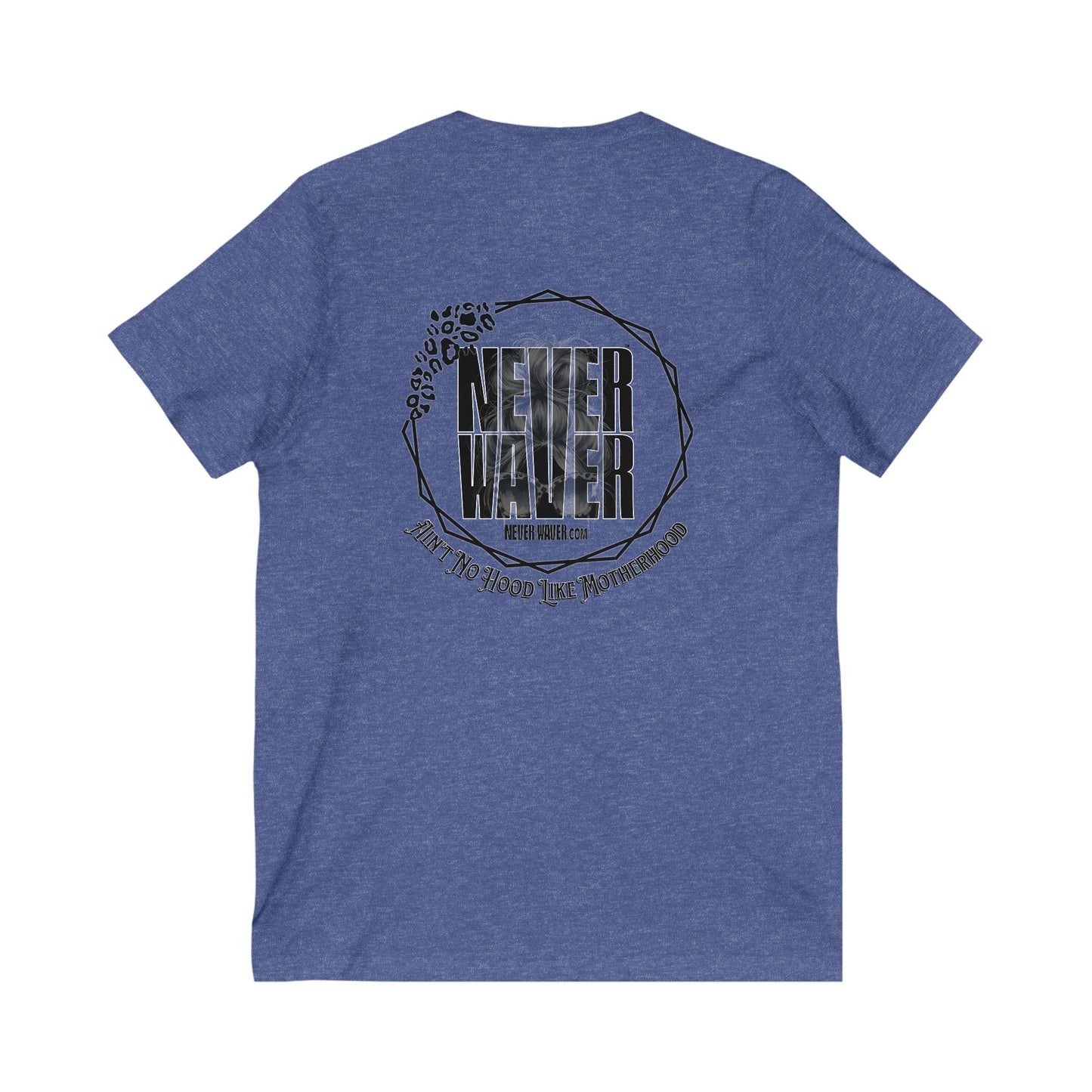 Never Waver Ain't No Hood Like Motherhood V-Neck Tee for Moms - Patriotic Short Sleeve Shirt - Never Waver