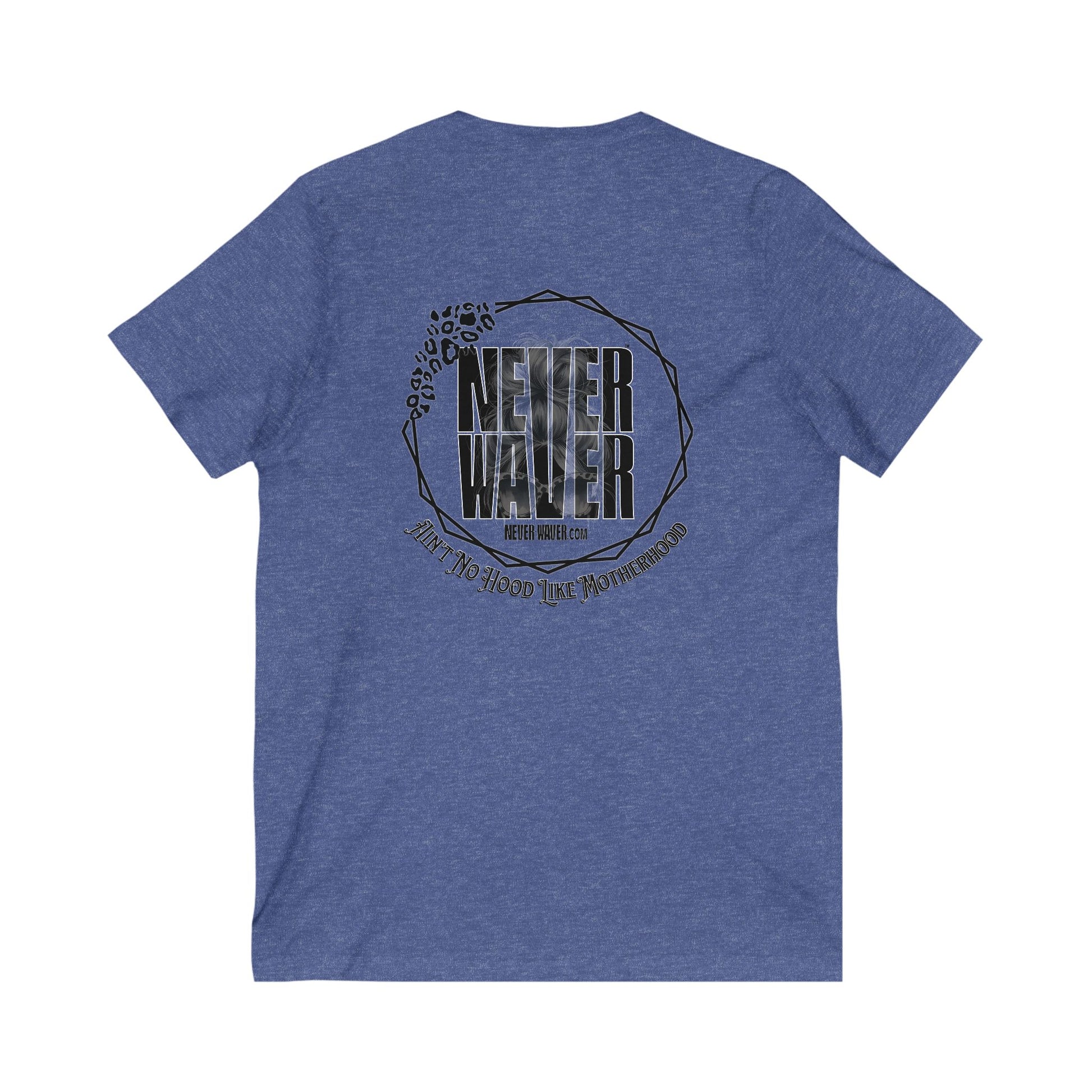 Never Waver Ain't No Hood Like Motherhood V-Neck Tee for Moms - Patriotic Short Sleeve Shirt - Never Waver
