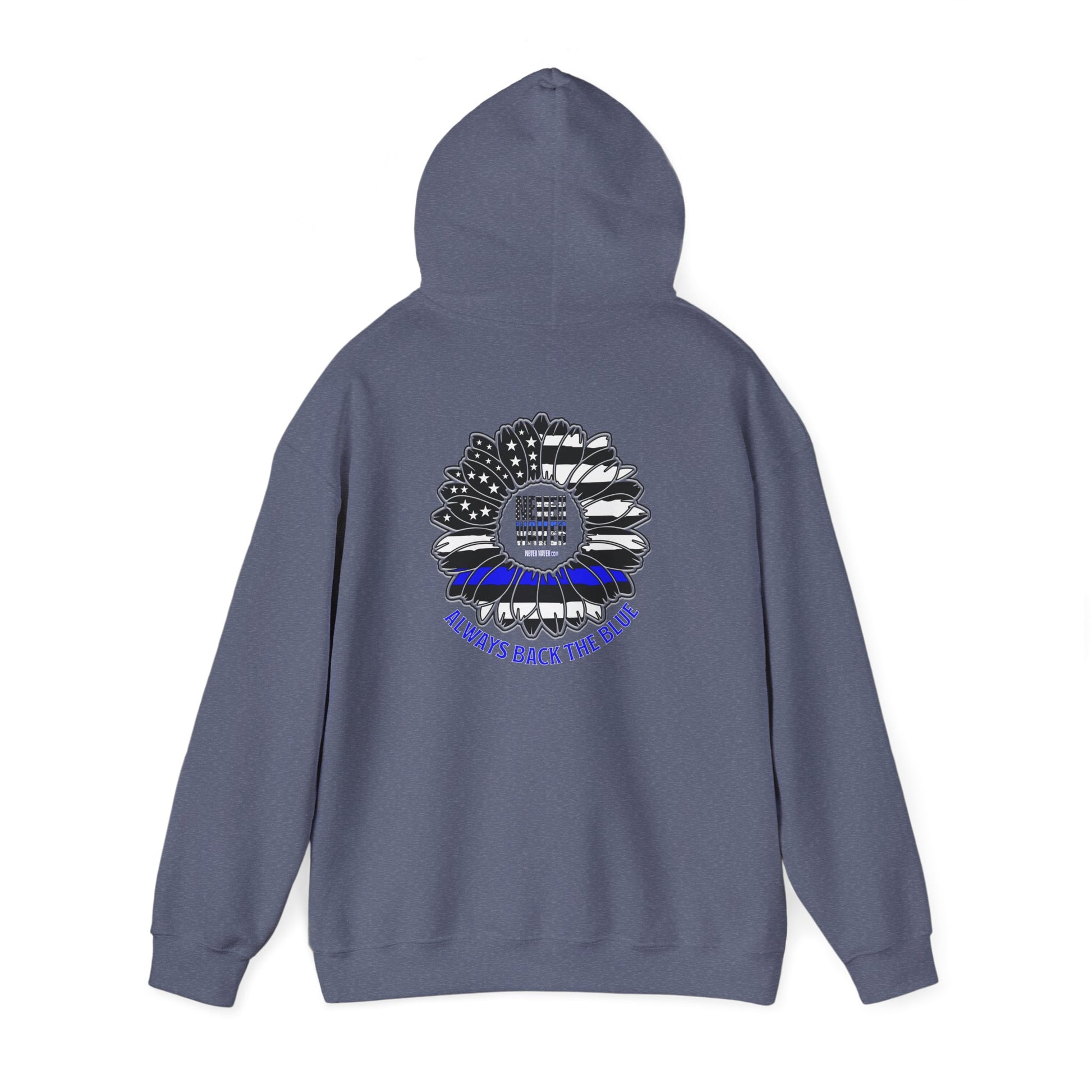Never Waver Always Back the Blue Hooded Sweatshirt - Unisex Heavy Blend™ - Never Waver