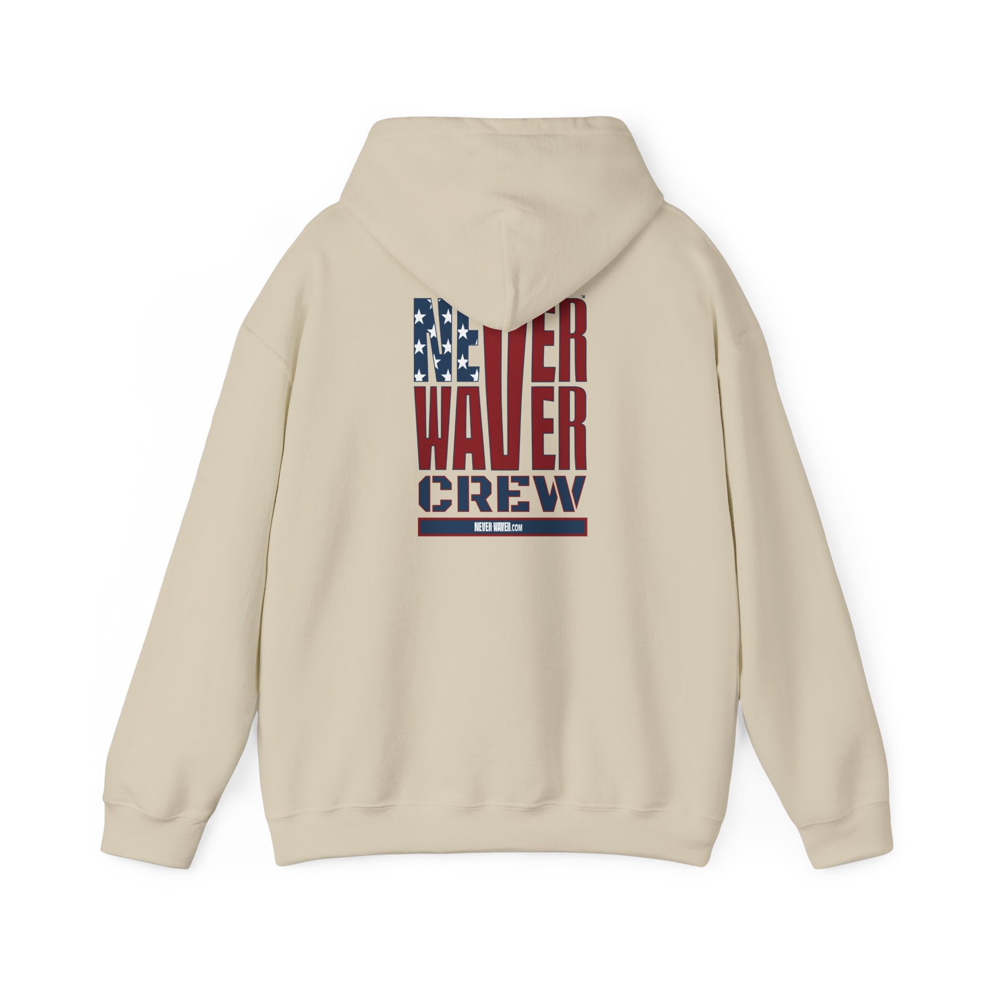 Unisex Heavy Blend™ Hooded Sweatshirt - Never Waver Crew with  American Flag Design - Never Waver