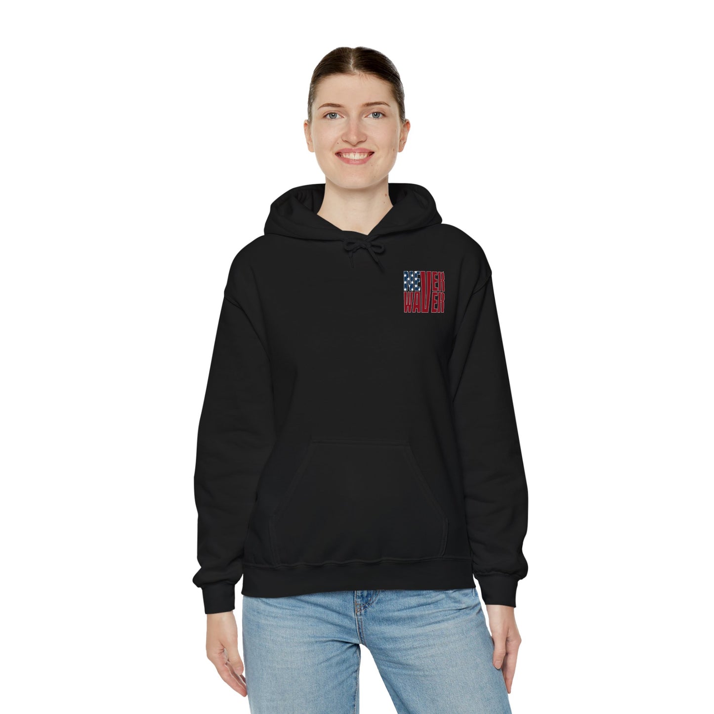 Unisex Heavy Blend™ Hoodie - 'New York Fans Never Waver' American Flag Design - Never Waver