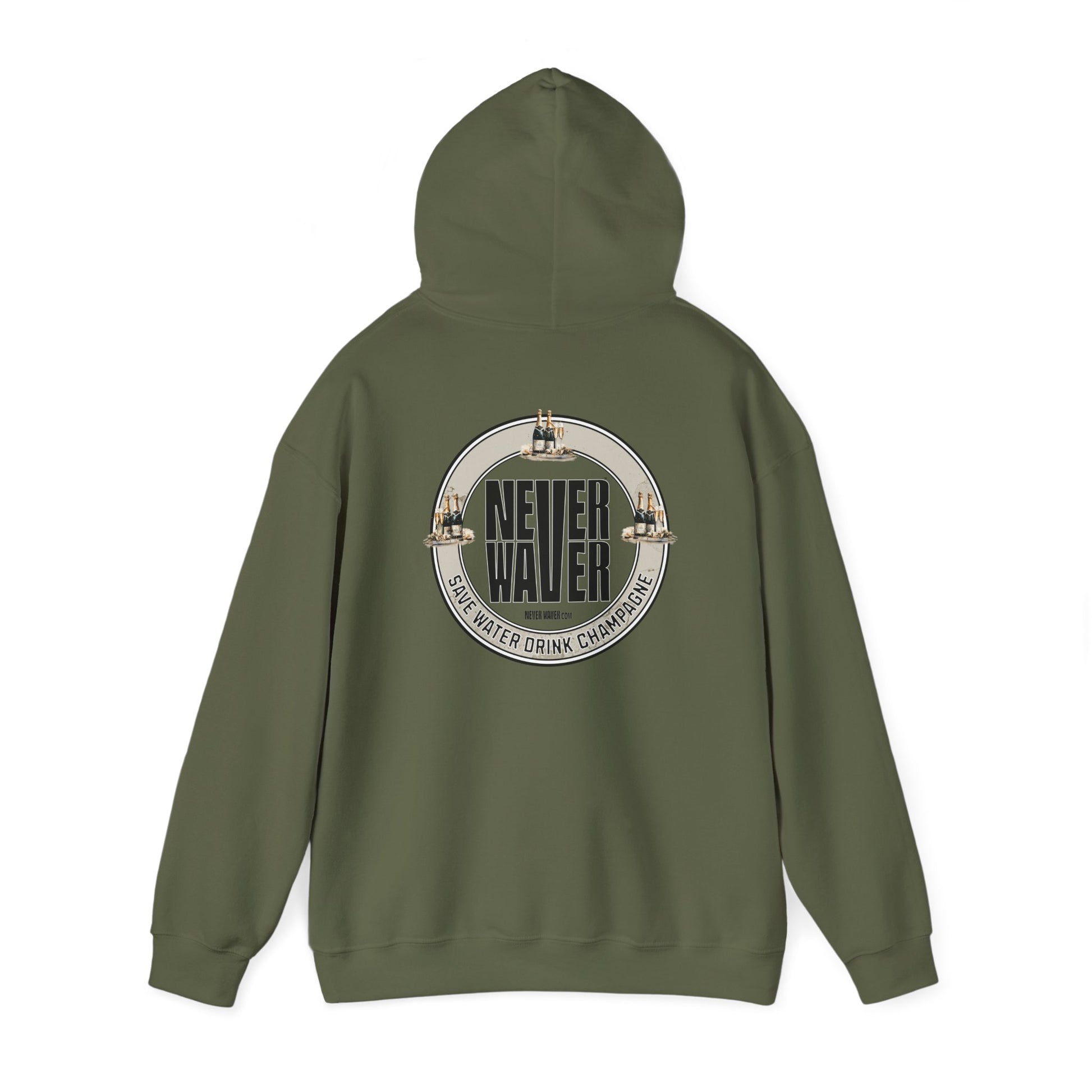 Eco-Friendly Unisex Hoodie: "Never Waver Save Water Drink Champagne" - Never Waver