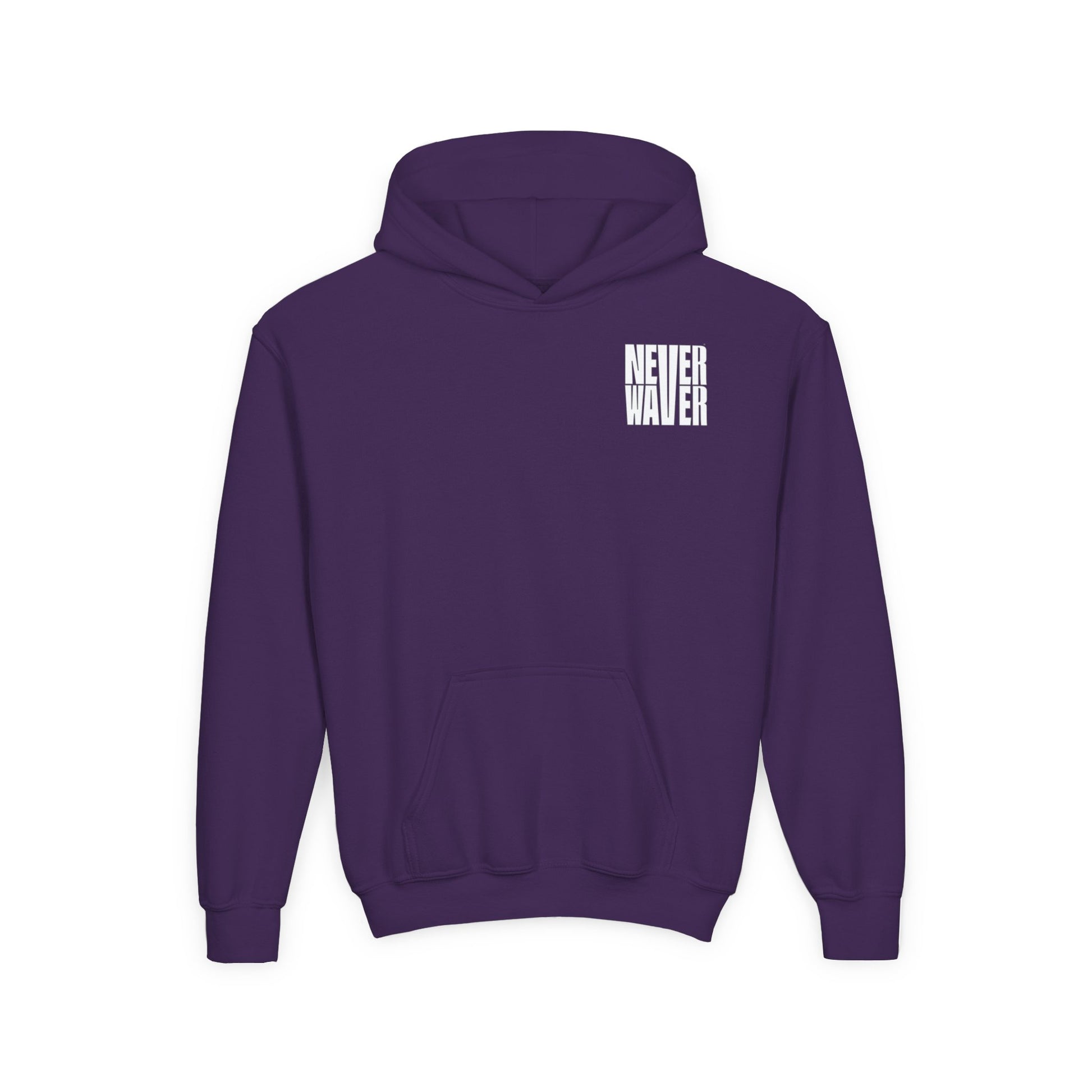 Youth Jesus Hoodie - "Never Waver” Jesus bold, eye-catching design that reflects a steadfast faith and confidence in Christ. " Sweatshirt for Young Jesus Lovers - Never Waver