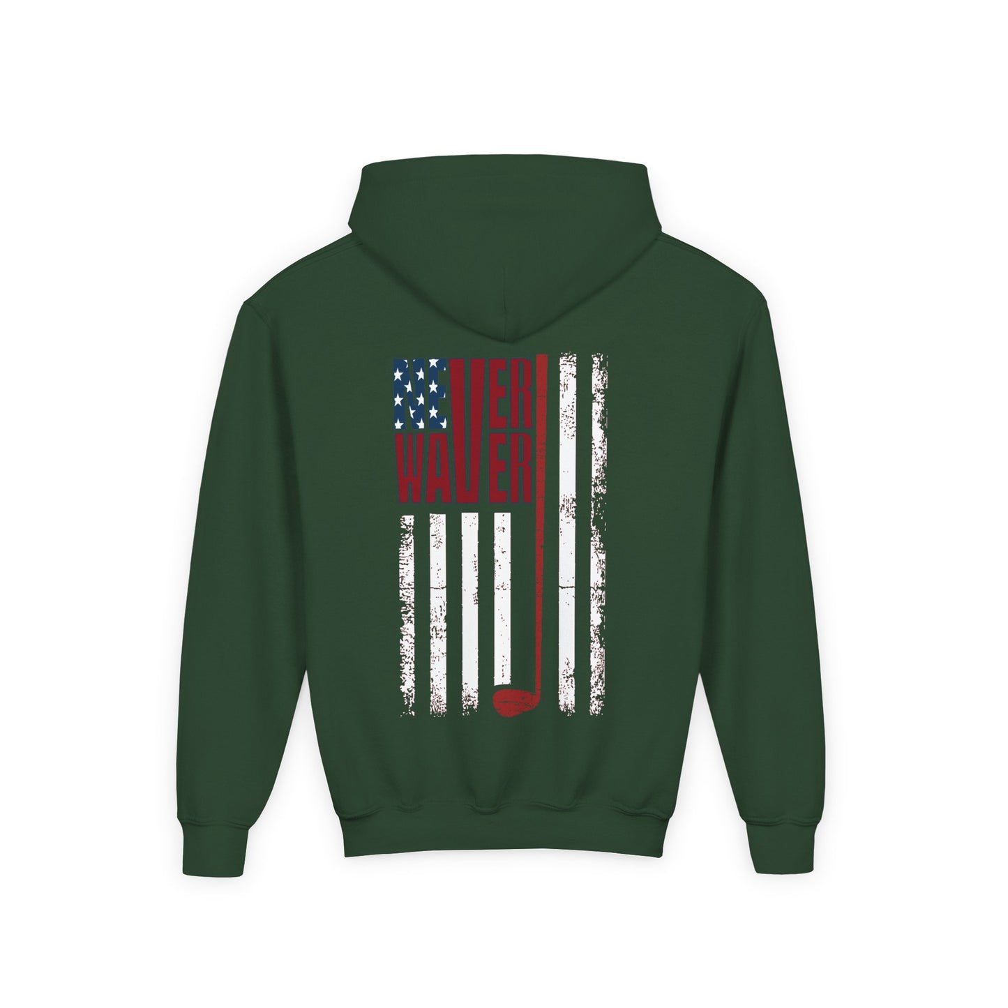 Youth Golf Hoodie - "Never Waver Golf" Sweatshirt for Young Golfers - Never Waver