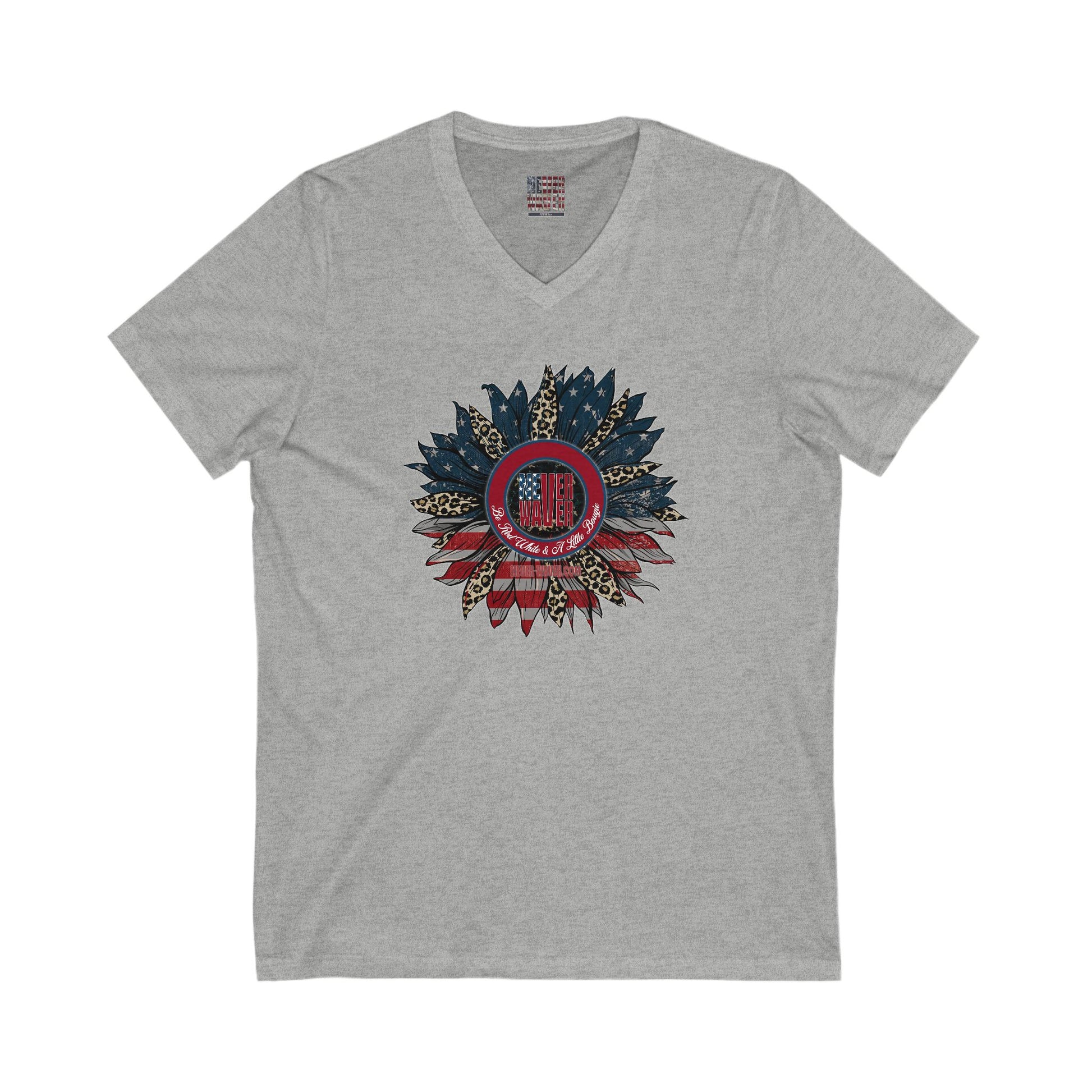 Unisex V-Neck Tee - Never Waver Be Red White & A little Bougie T-Shirt - Never Waver