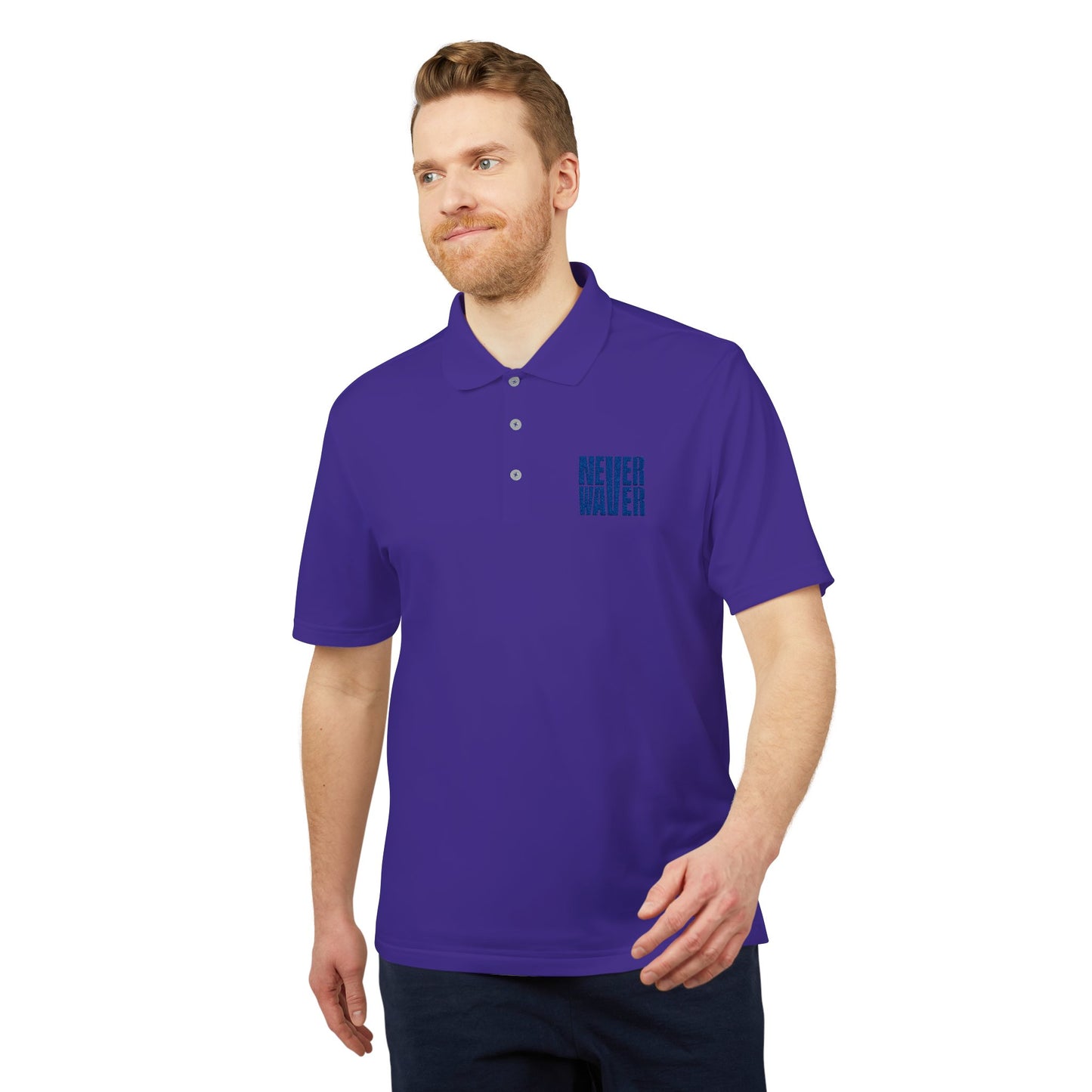 Performance Polo Shirt - "NEVER WAVER" Design