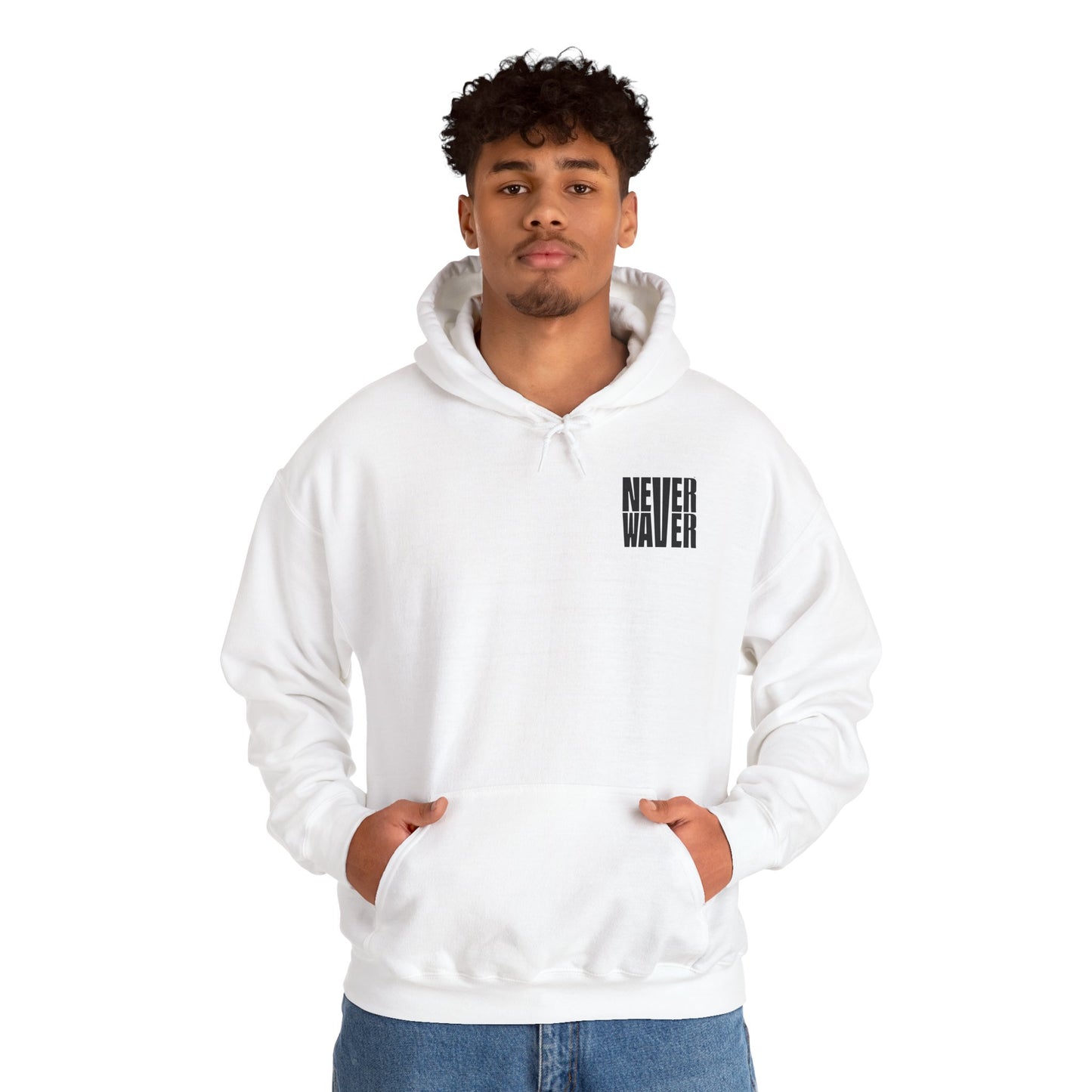 Never Waver” Jesus t-shirt might eye-catching design that reflects a steadfast faith and confidence in Christ.  Hoodie - Unisex Heavy Blend™ Sweatshirt - Never Waver