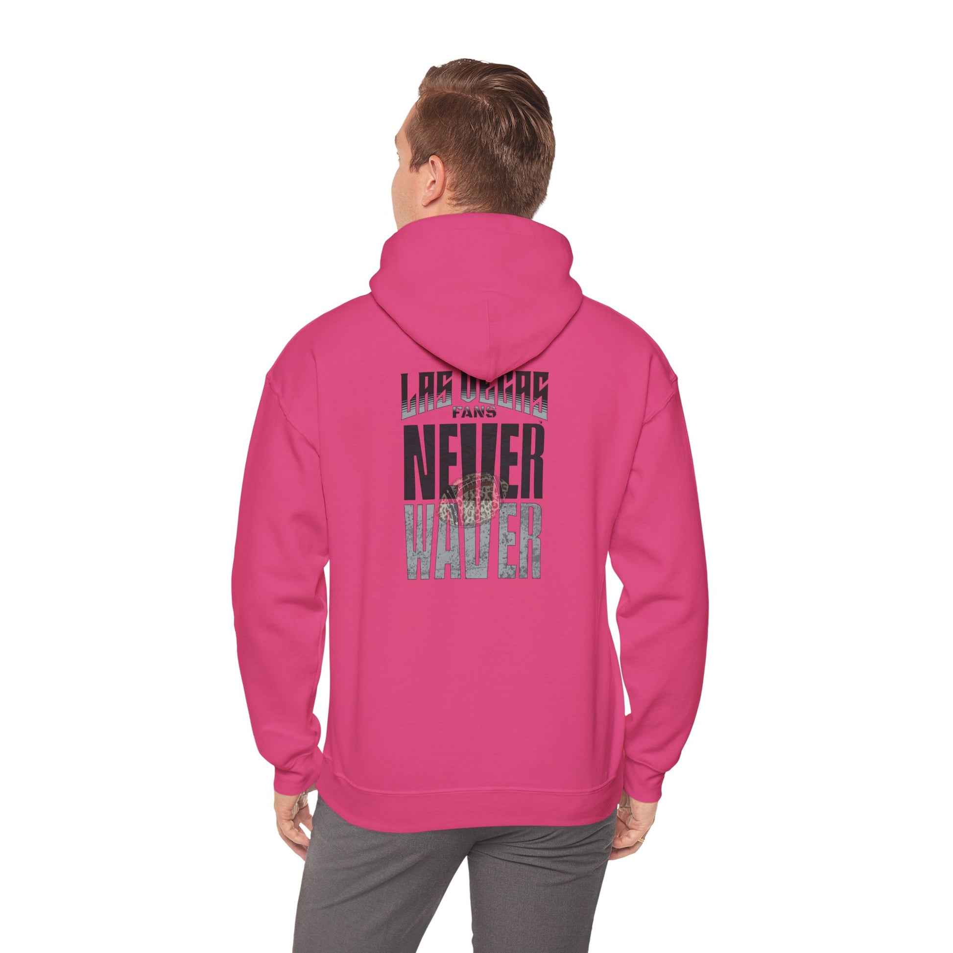 Las Vegas Fans Never Waver w Leopard Football Unisex Heavy Blend™ Hooded Sweatshirt - Cozy Oversized Style for Fans - Never Waver