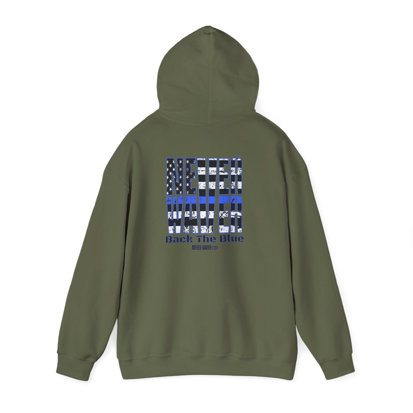 Never Waver Back The Blue Hoodie - Unisex Heavy Blend Sweatshirt - Never Waver