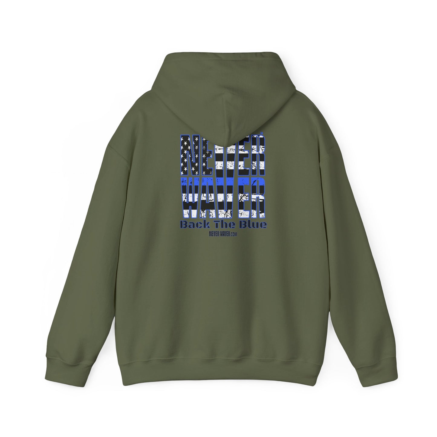Never Waver Back The Blue Hoodie - Unisex Heavy Blend Sweatshirt - Never Waver