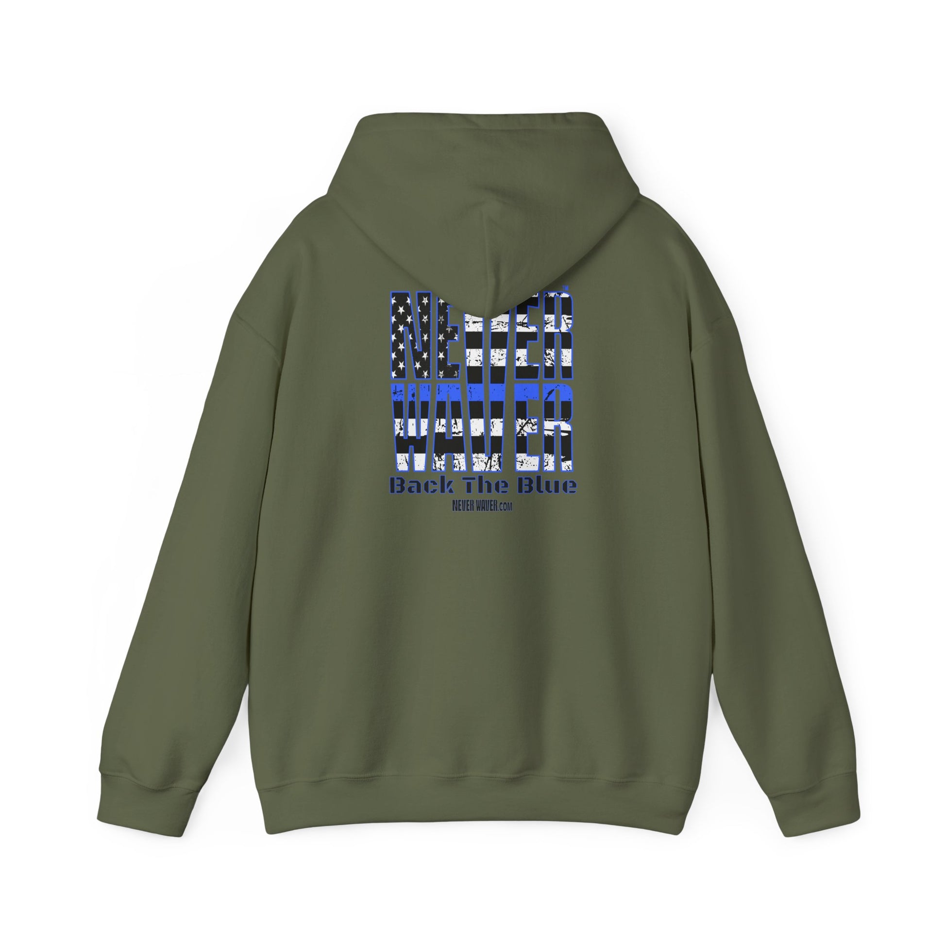 Never Waver Back The Blue Hoodie - Unisex Heavy Blend Sweatshirt - Never Waver