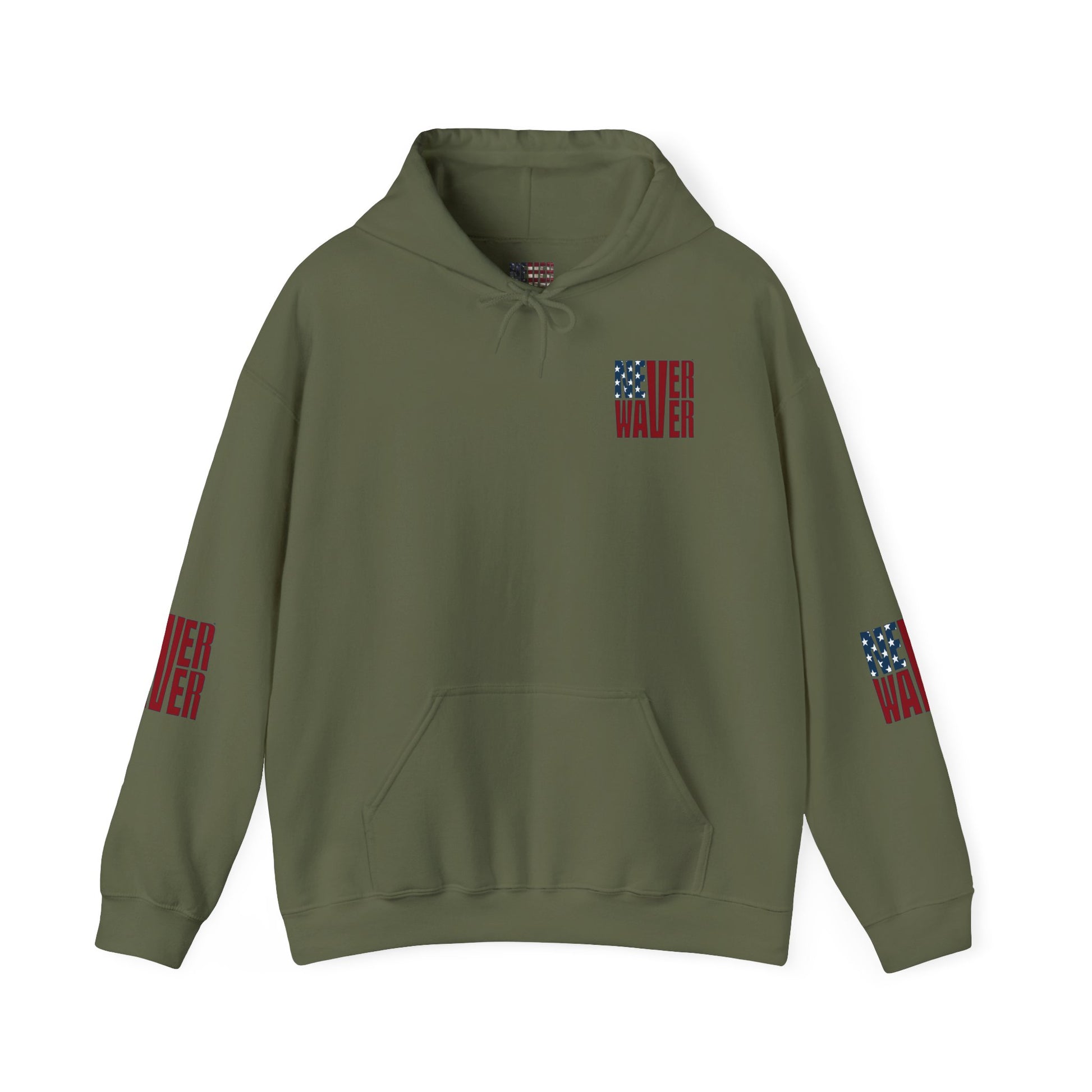 Unisex Heavy Blend™ Hooded Sweatshirt - Stylish Comfort with 'Never Waver Trump Fist Pump W Jesus  Protection' Design - Never Waver