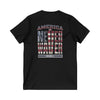 Unisex V-Neck Tee - 'America Never Wavers' Patriotic Shirt - Never Waver