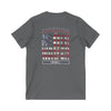 Unisex V-Neck Tee - 'America Never Wavers' Patriotic Shirt - Never Waver