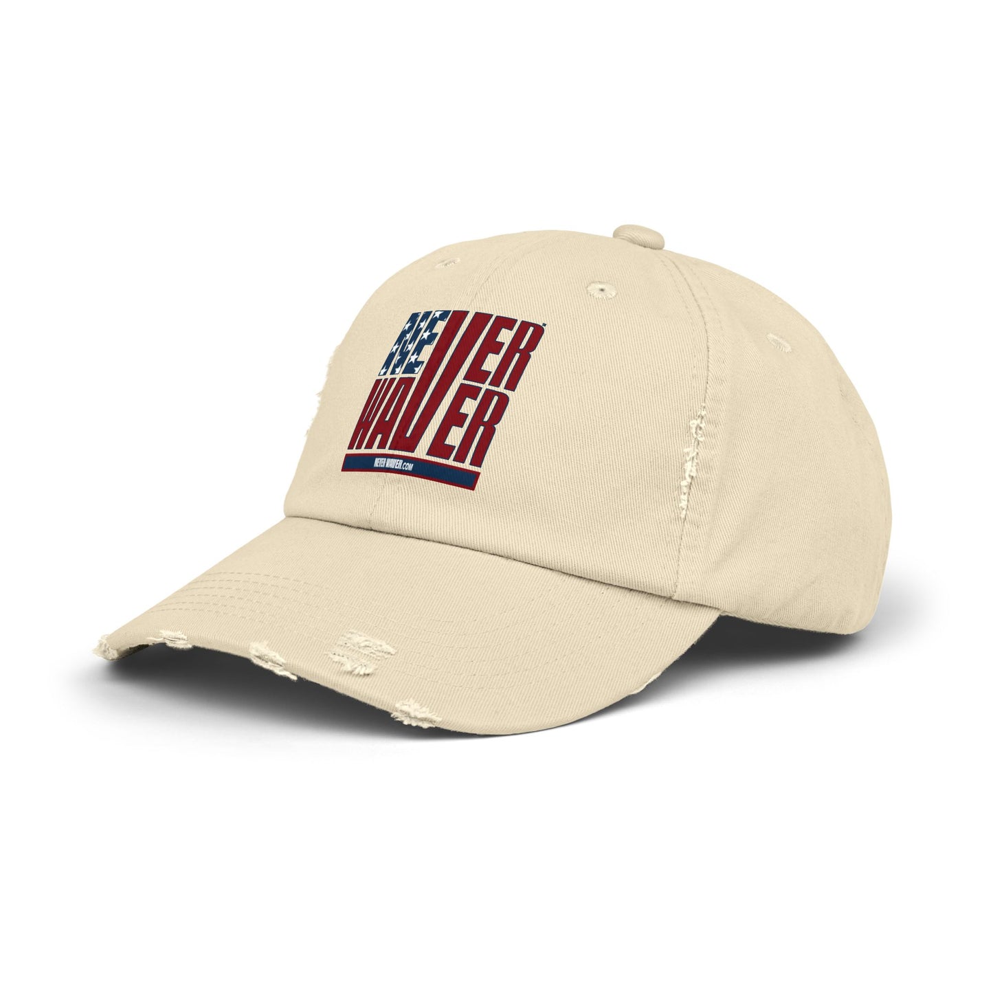 Unisex Distressed Cap - 'Never Waver' Casual Hat for Everyday Style Patriotic