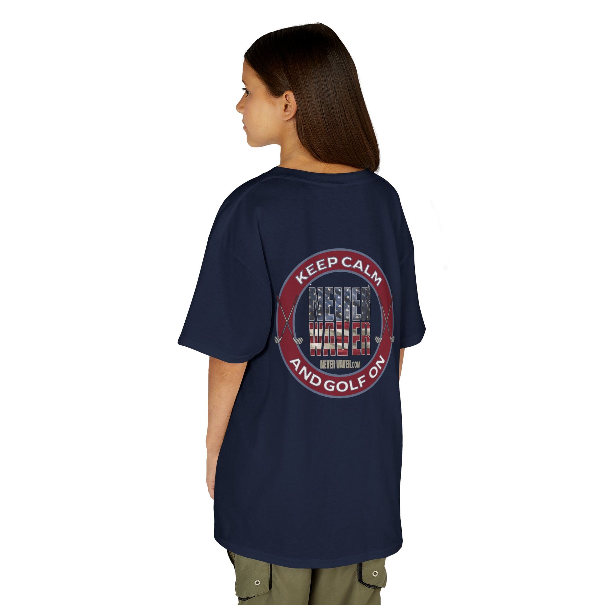 Kids Golf Tee - Keep Calm Never Waver and Golf On - Never Waver