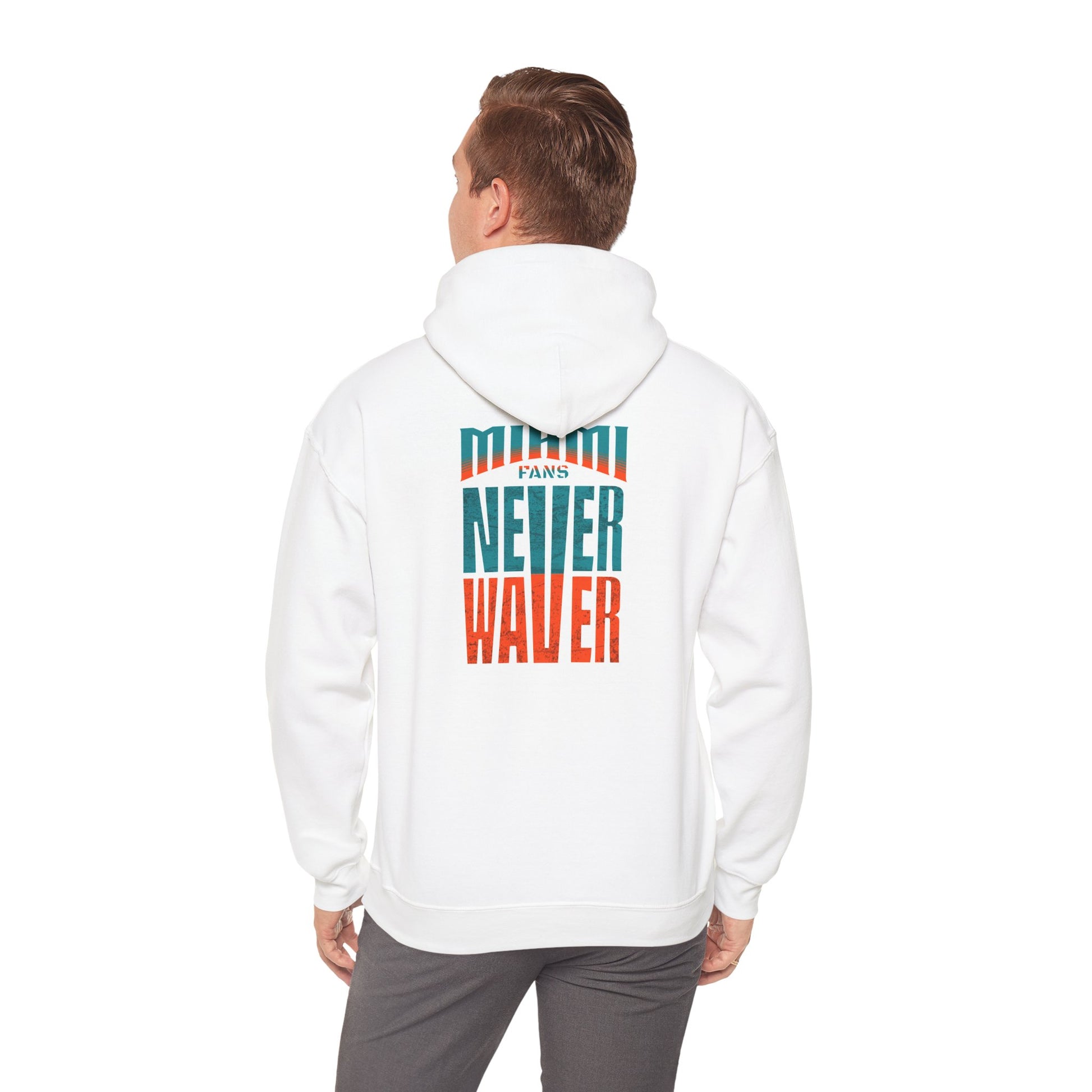 Unisex Heavy Blend™ Hooded Sweatshirt - "Miami Fans Never Waver" Inspirational Hoodie - Never Waver