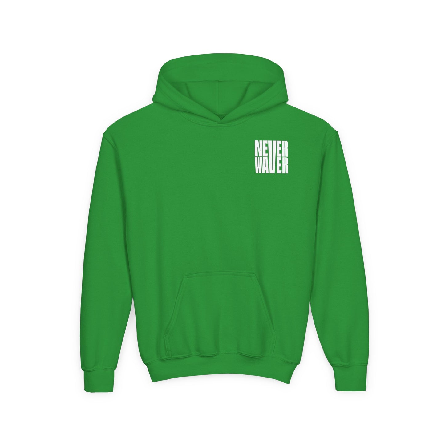 Youth Jesus Hoodie - "Never Waver” Jesus bold, eye-catching design that reflects a steadfast faith and confidence in Christ. " Sweatshirt for Young Jesus Lovers - Never Waver