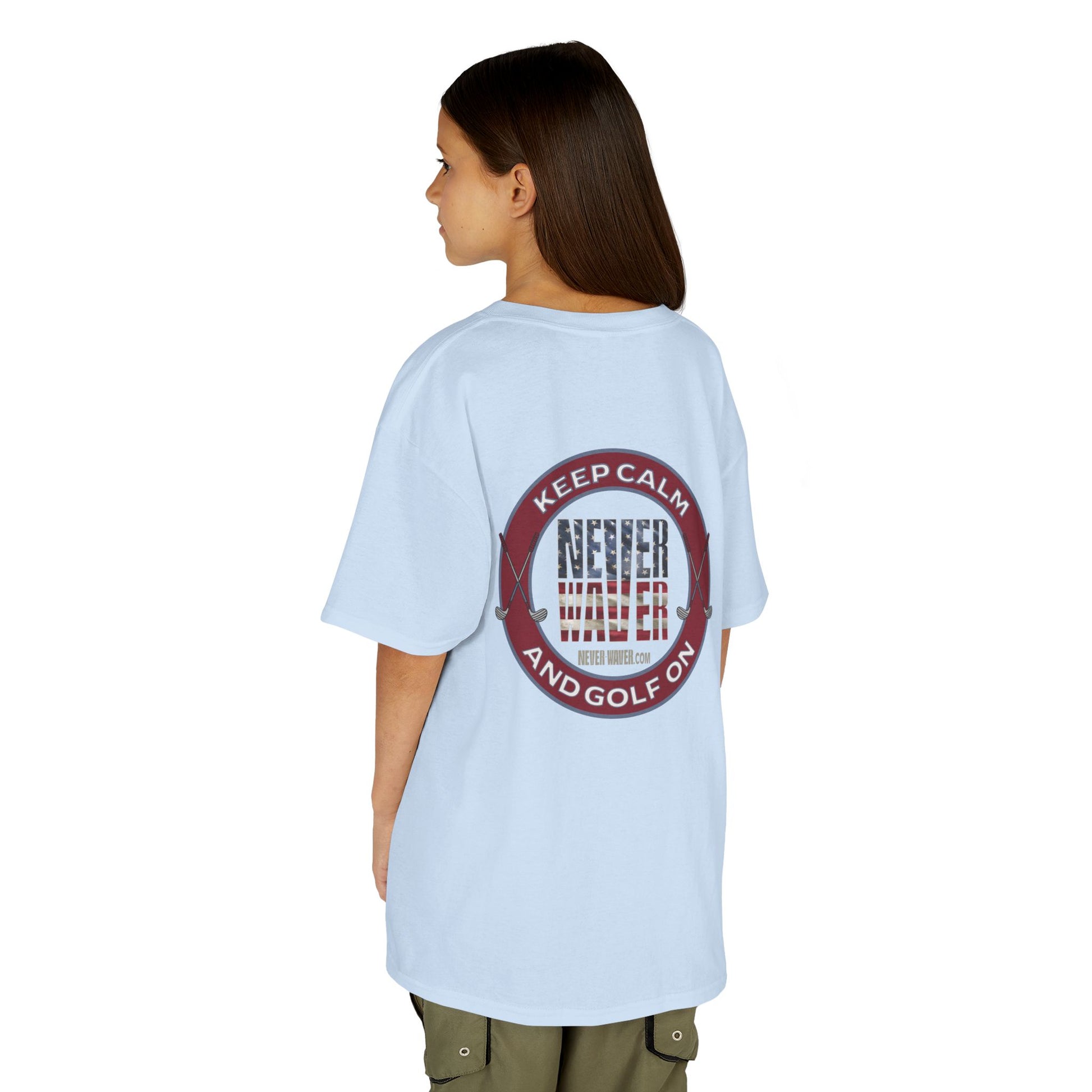 Kids Golf Tee - Keep Calm Never Waver and Golf On - Never Waver