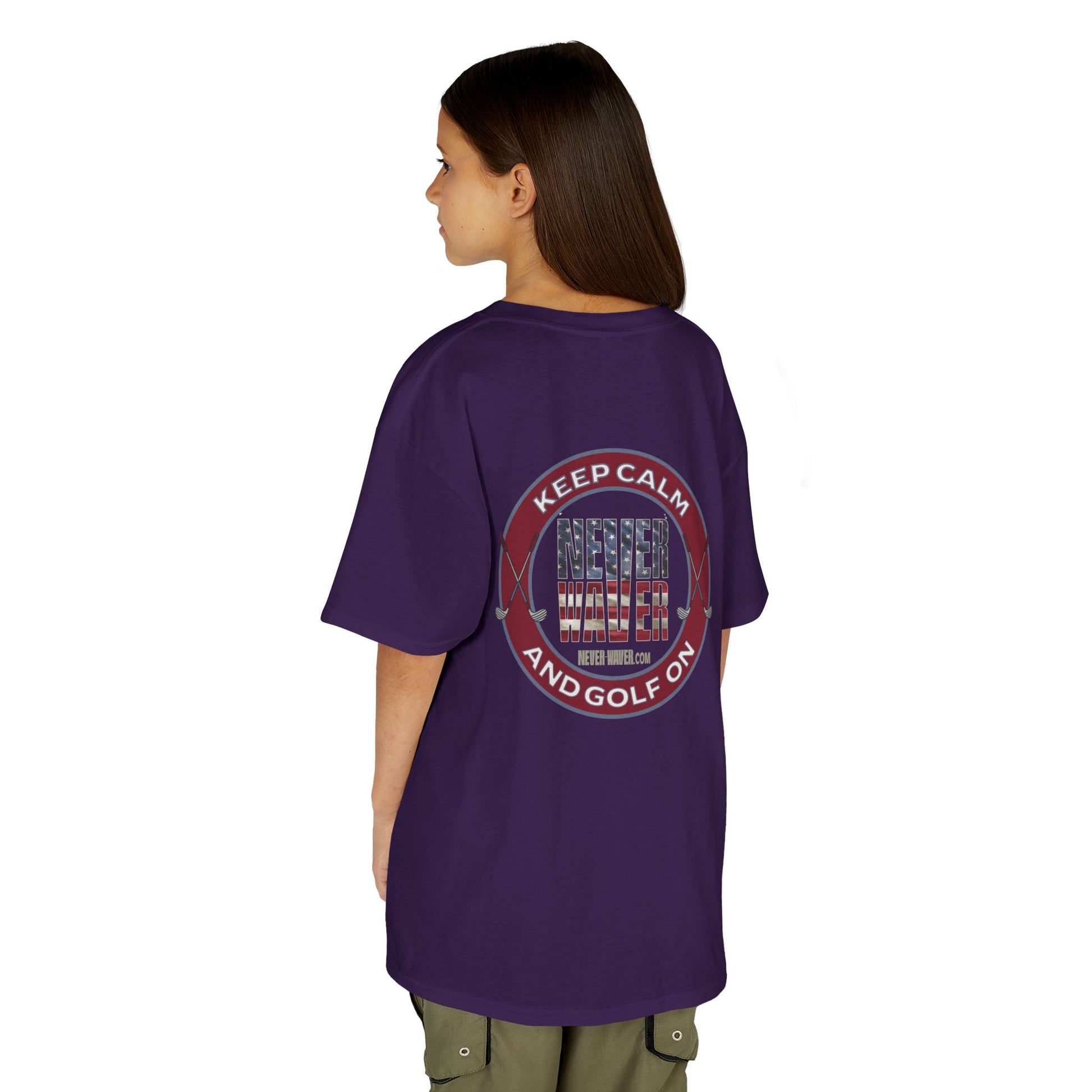 Kids Golf Tee - Keep Calm Never Waver and Golf On - Never Waver