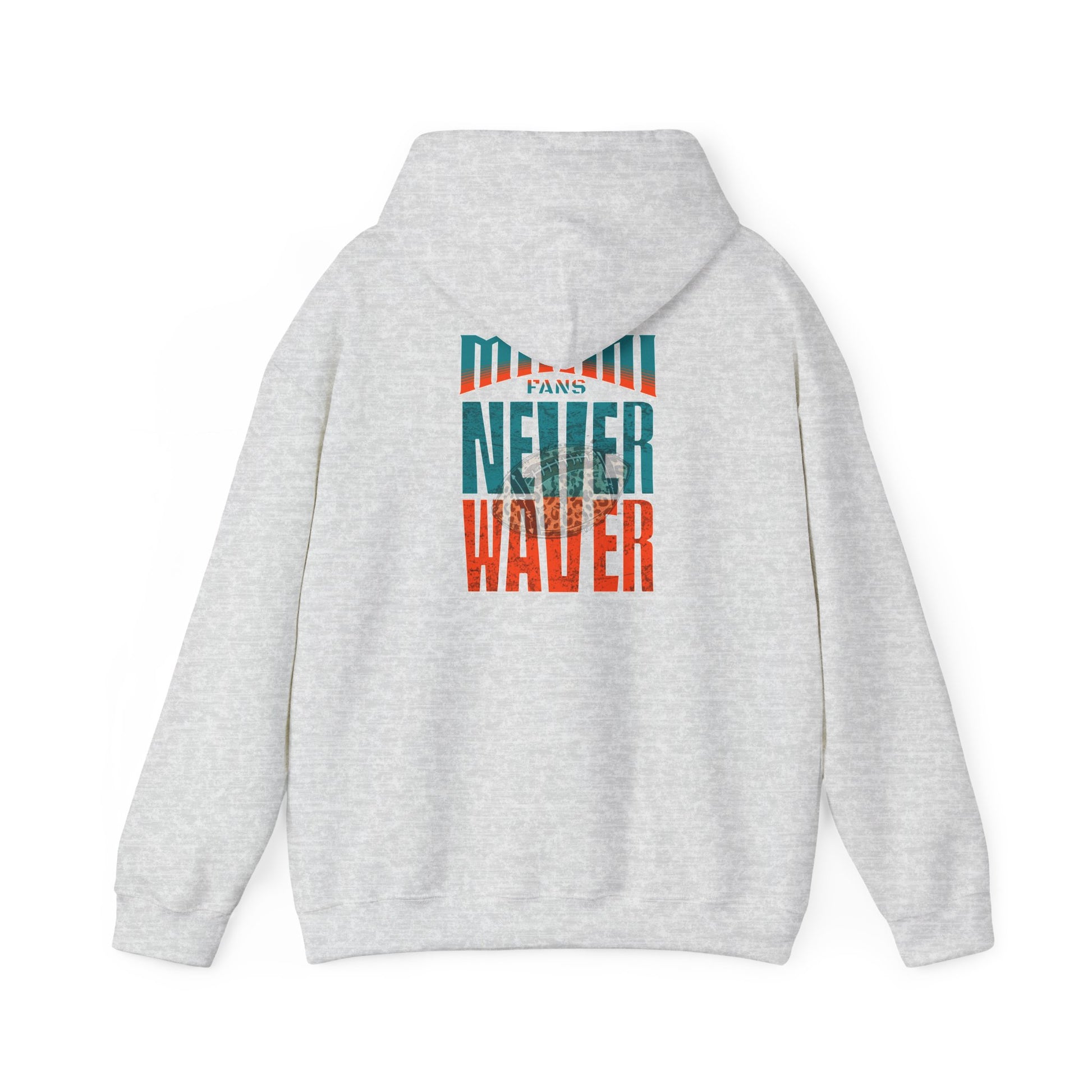 Unisex Heavy Blend™ Hooded Sweatshirt -Miami Fans  NEVER WAVER w Leopard Football | Cozy Streetwear for Every Day - Never Waver