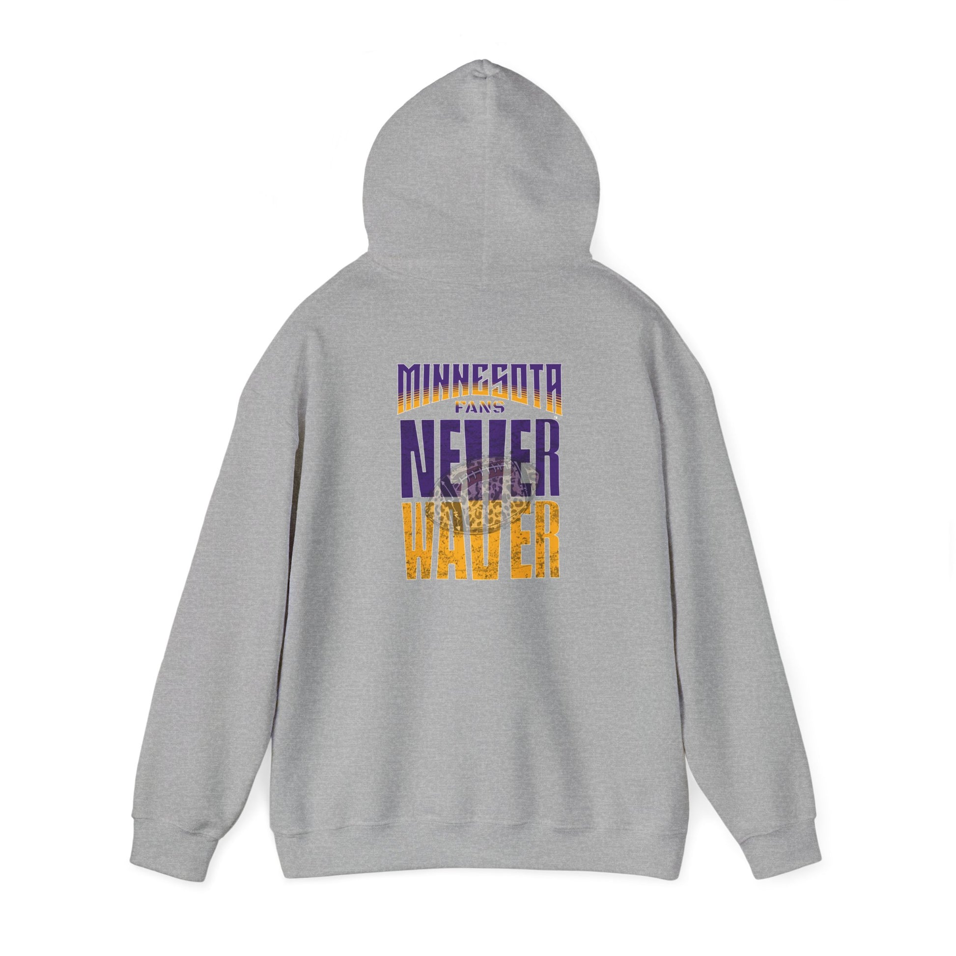 Minnesota Fans Never Waver w Leopard Football Unisex Heavy Blend™ Hooded Sweatshirt - Never Waver Design - Never Waver