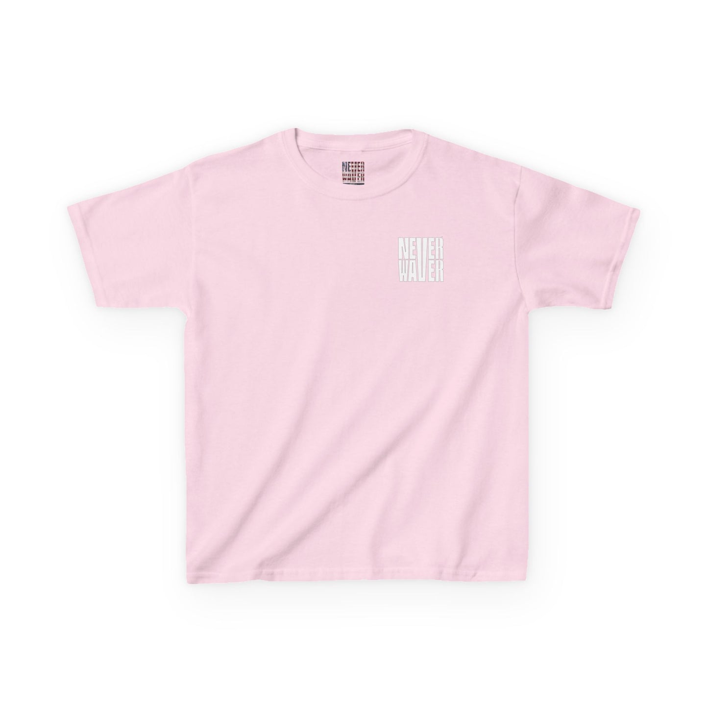 Kids Golf Tee -Never Waver” Jesus a bold, eye-catching design that reflects a steadfast faith and confidence in Christ. - Never Waver