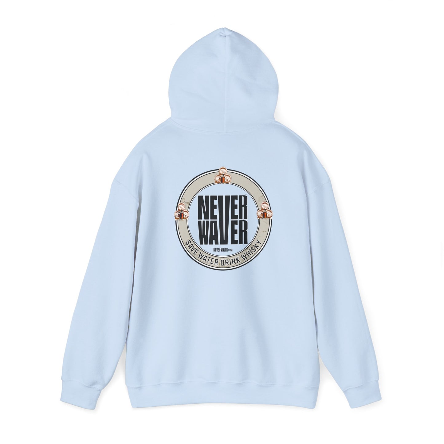 Eco-Friendly Unisex Hoodie: "Never Waver - Save Water, Drink Whiskey" - Never Waver