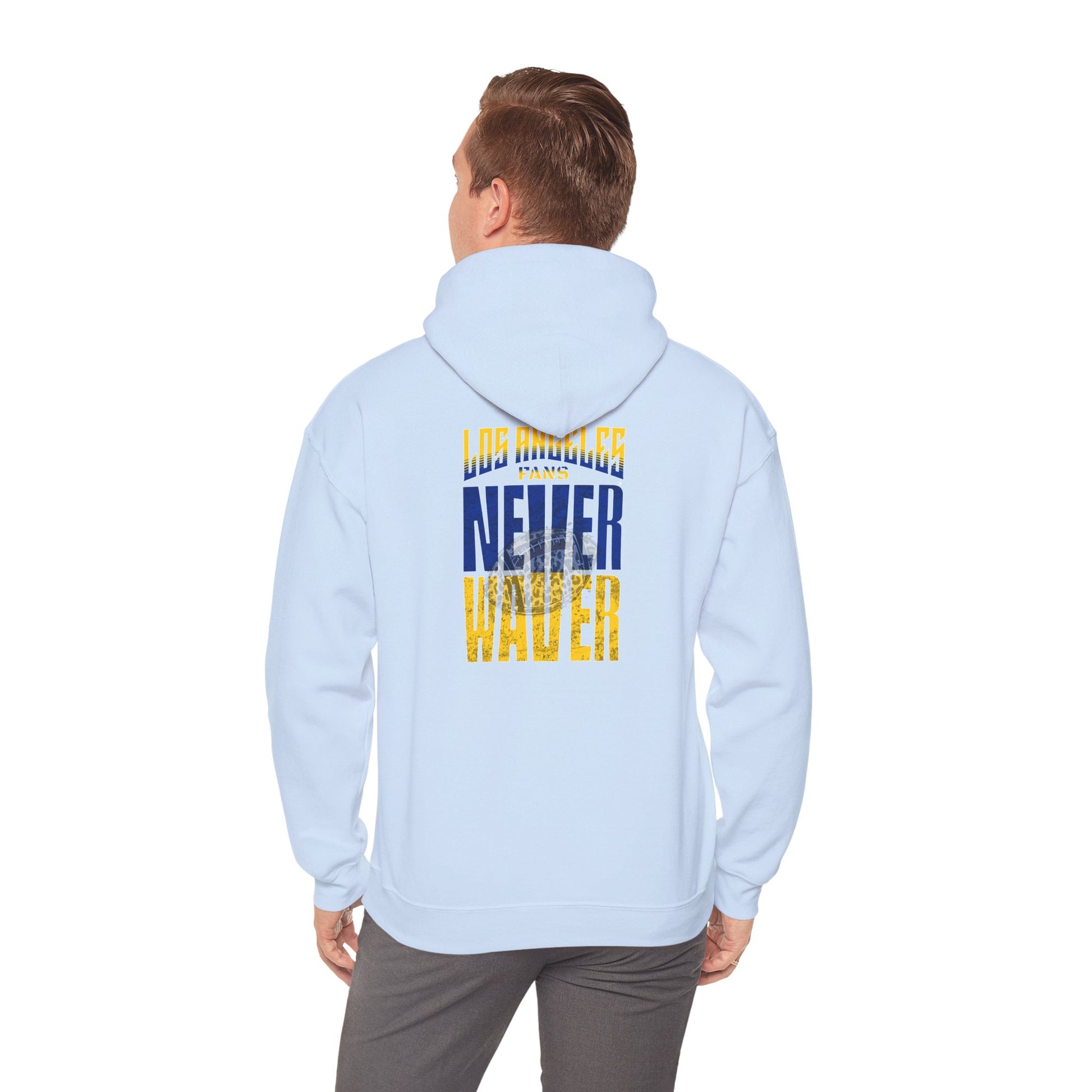 Unisex Heavy Blend™ Hooded Sweatshirt - Los Angeles Fans  NEVER WAVER w Leopard Football | Cozy Streetwear for Every Day - Never Waver