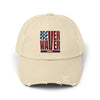 Unisex Distressed Cap - 'Never Waver' Casual Hat for Everyday Style Patriotic