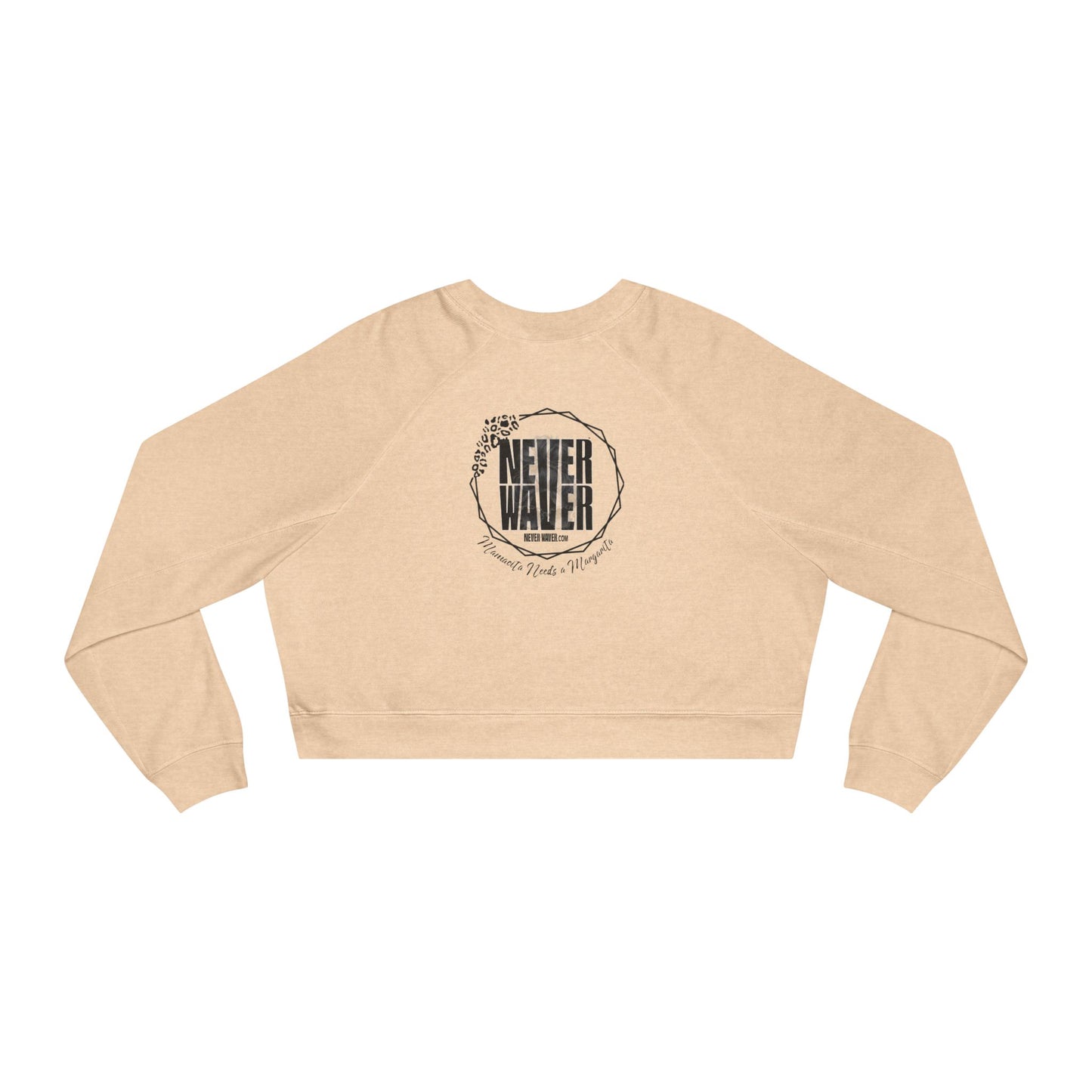 Never Waver Mamacita Needs a Margarita Women's Cropped Fleece Pullover - Never Waver