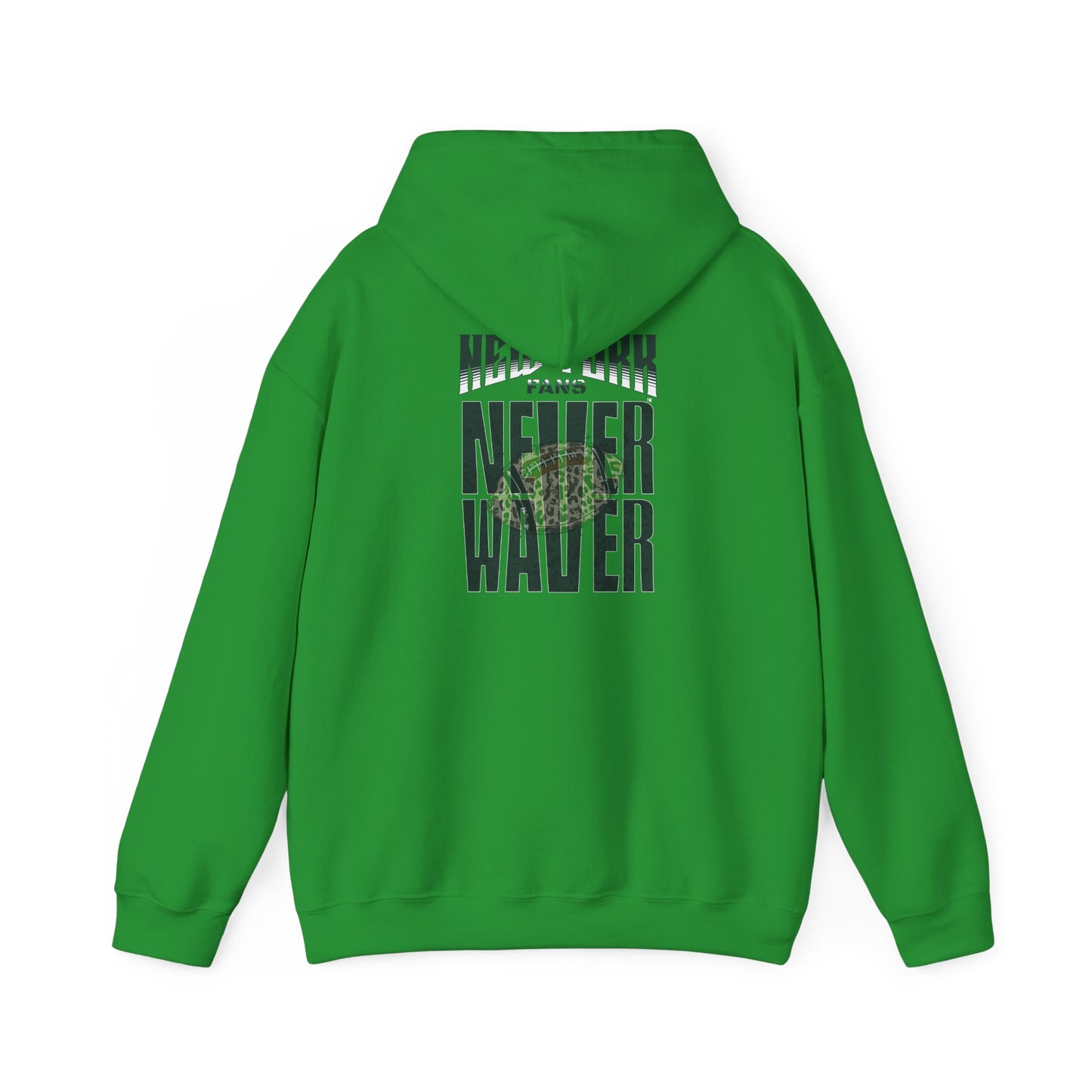 New York Fans Never Waver W Leopard Football Unisex Heavy Blend™ Hooded Sweatshirt - Never Waver