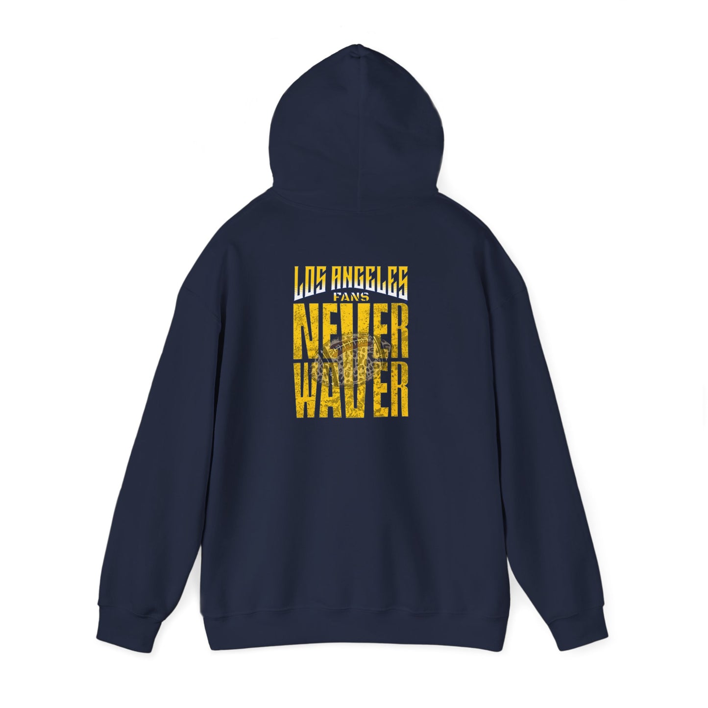 Los Angeles Fans Never Waver w Leopard Football Unisex Heavy Blend™ Hooded Sweatshirt - Cozy, Motivational Apparel for Everyday Wear