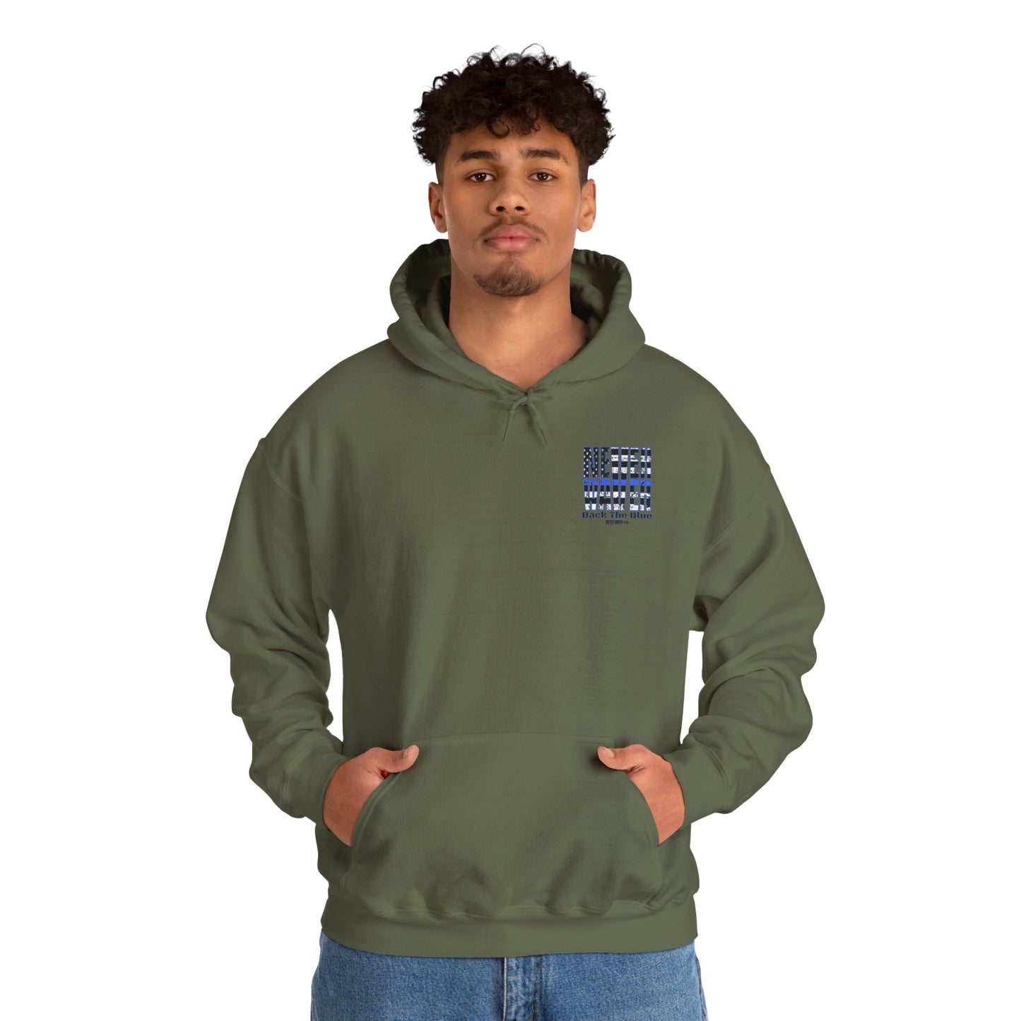 Never Waver Back The Blue Hoodie - Unisex Heavy Blend Sweatshirt - Never Waver