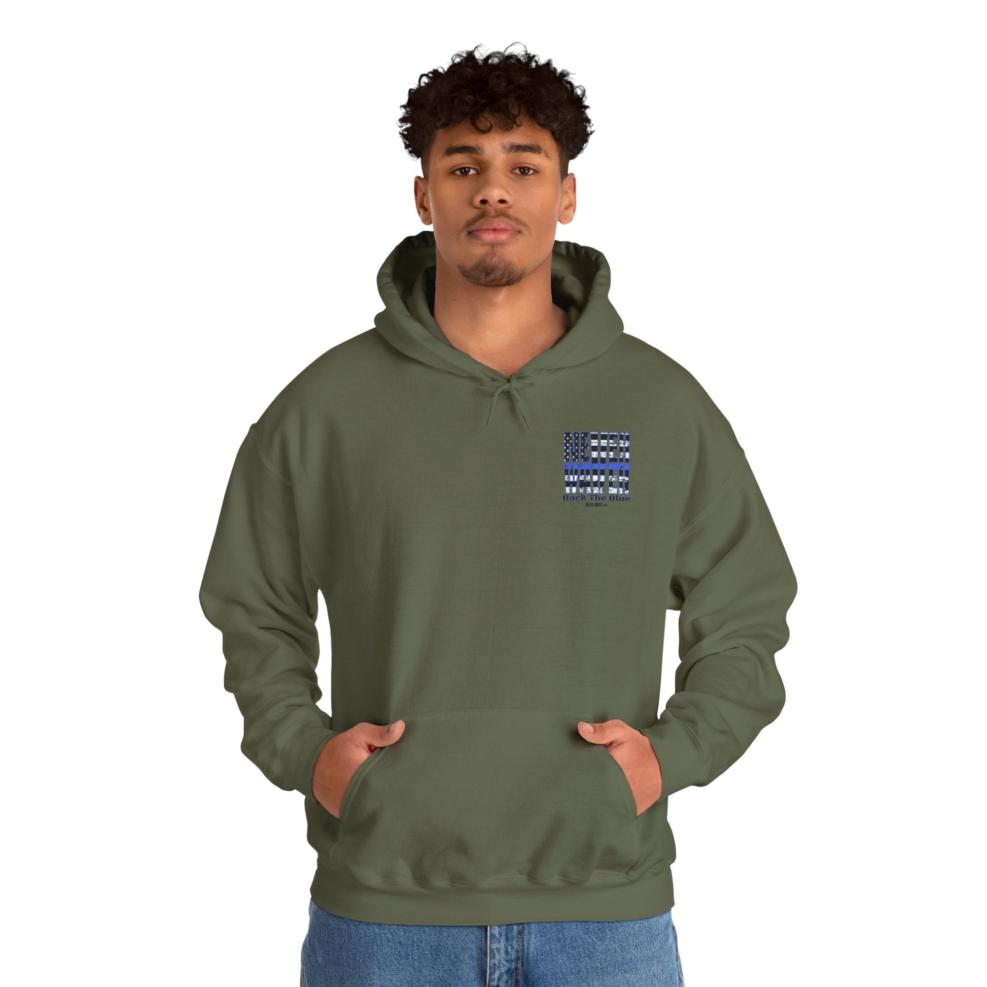 Never Waver Back The Blue Hoodie - Unisex Heavy Blend Sweatshirt - Never Waver