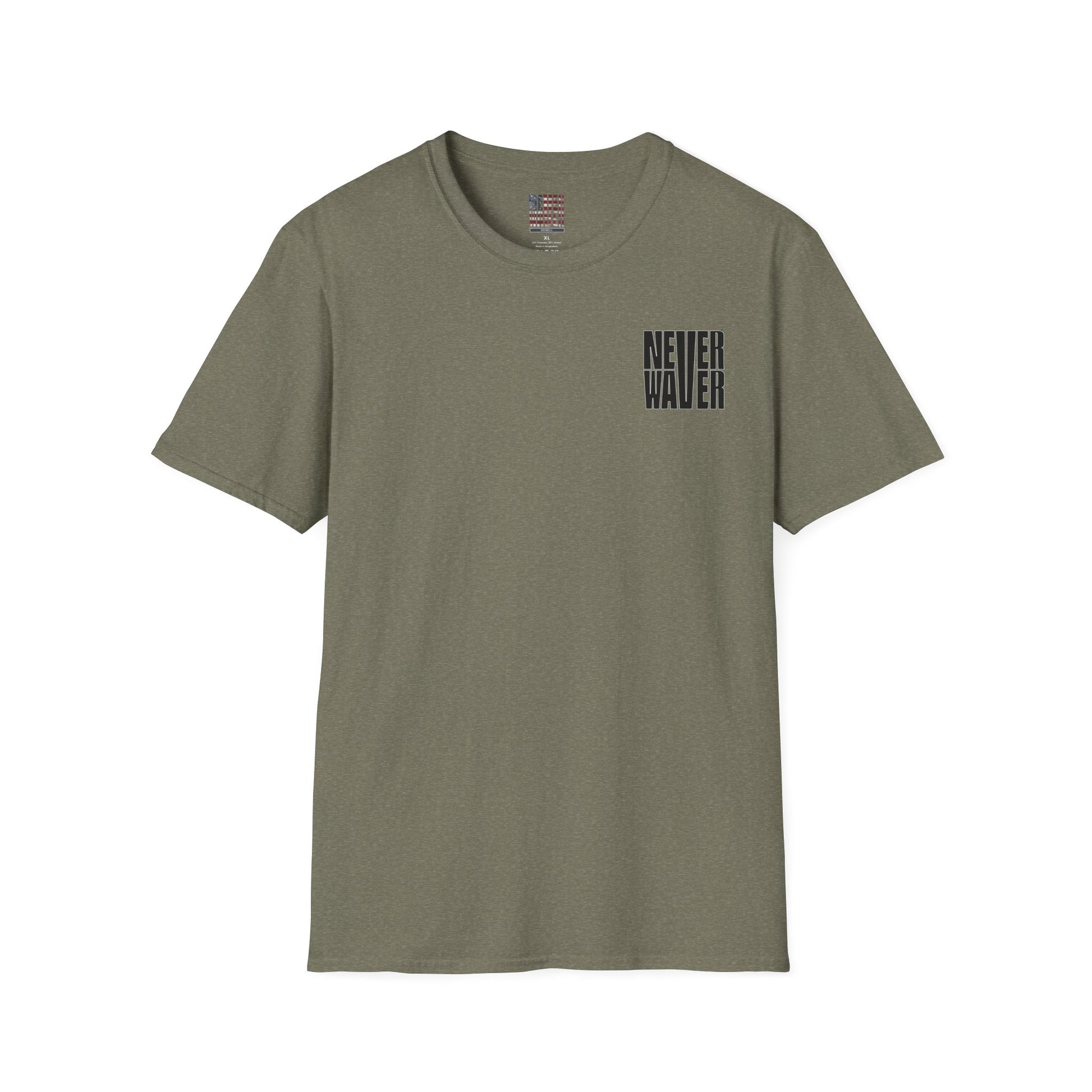 Never Waver” Jesus a bold, eye-catching design that reflects a steadfast faith and confidence in Christ. Unisex Soft style T-Shirt - Never Waver