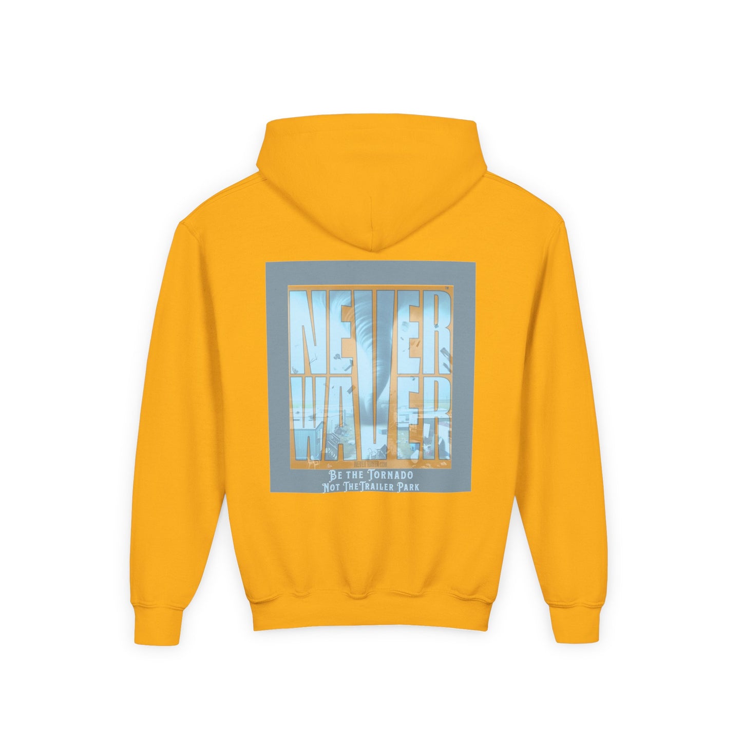 Youth Tornado-Themed Hooded Sweatshirt - "Never Walker" Design - Never Waver