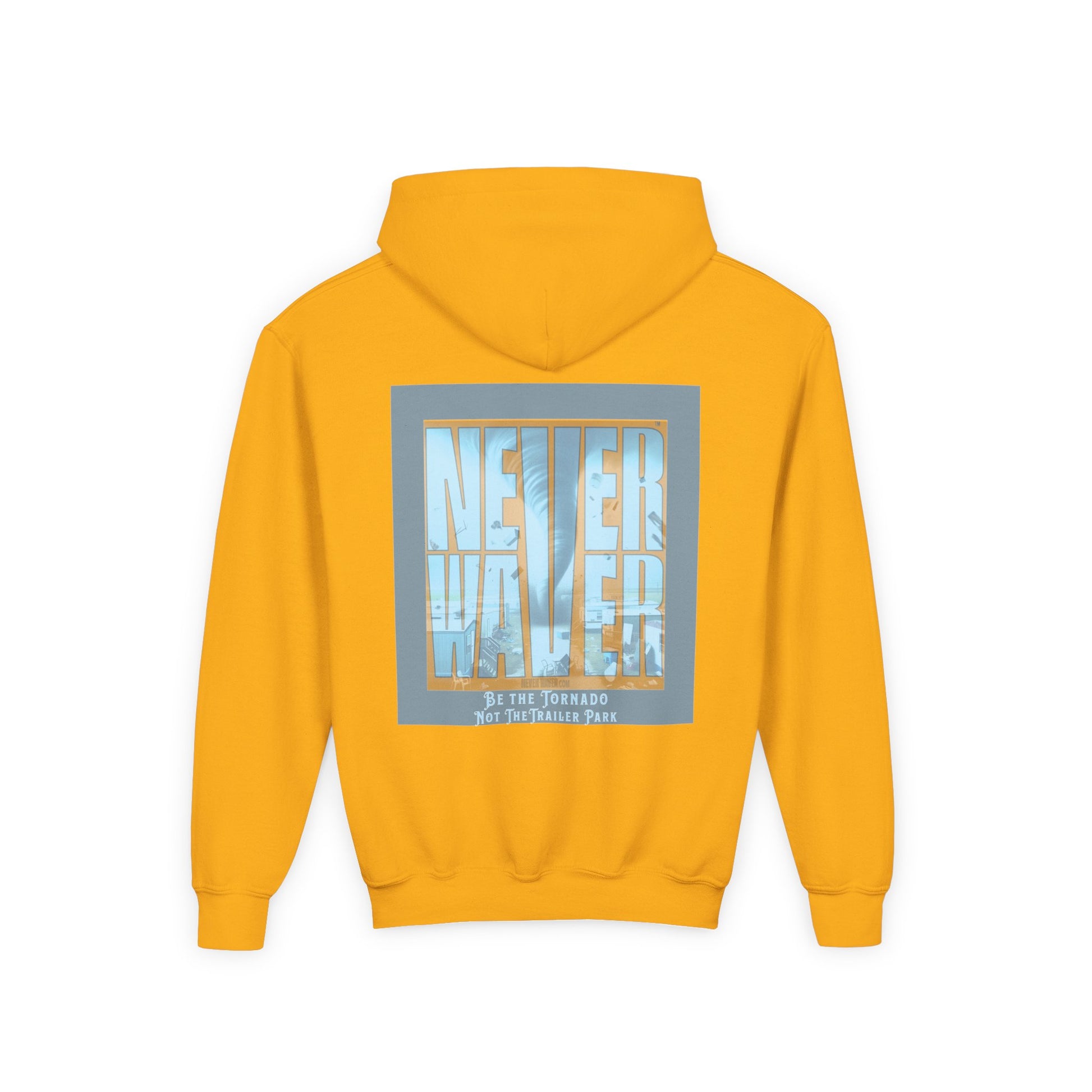 Youth Tornado-Themed Hooded Sweatshirt - "Never Walker" Design - Never Waver