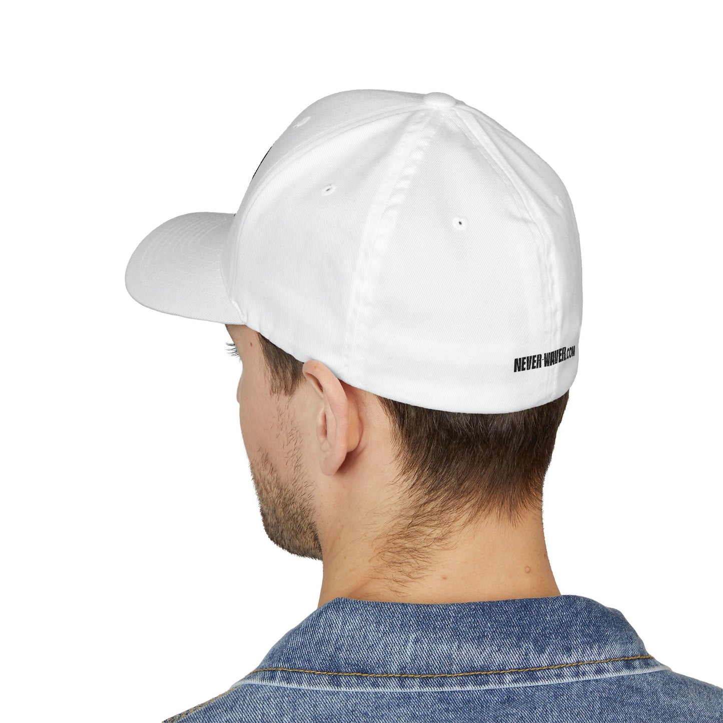Never Waver Embroidered Cap - Structured White Baseball Hat for Motivation and Style