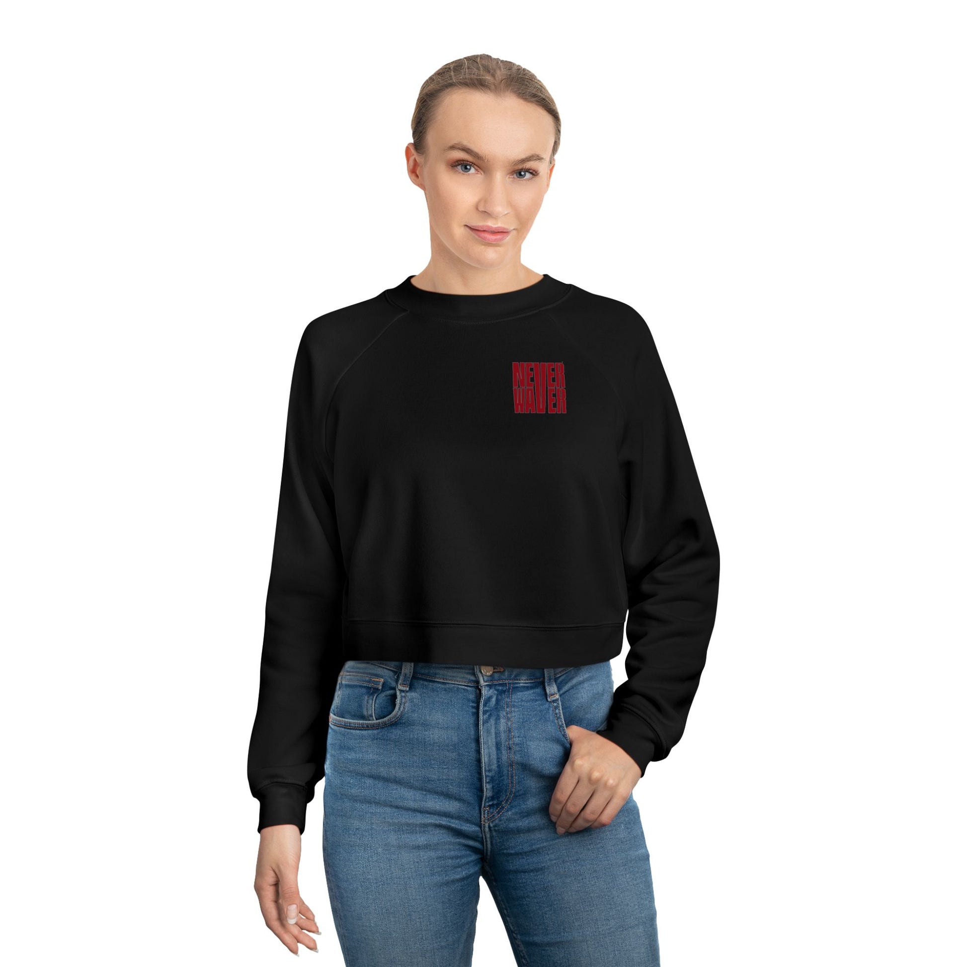 Never Waver Just A Mom Trying Not to Raise A&&holes Women's Cropped Fleece Pullover - Never Waver