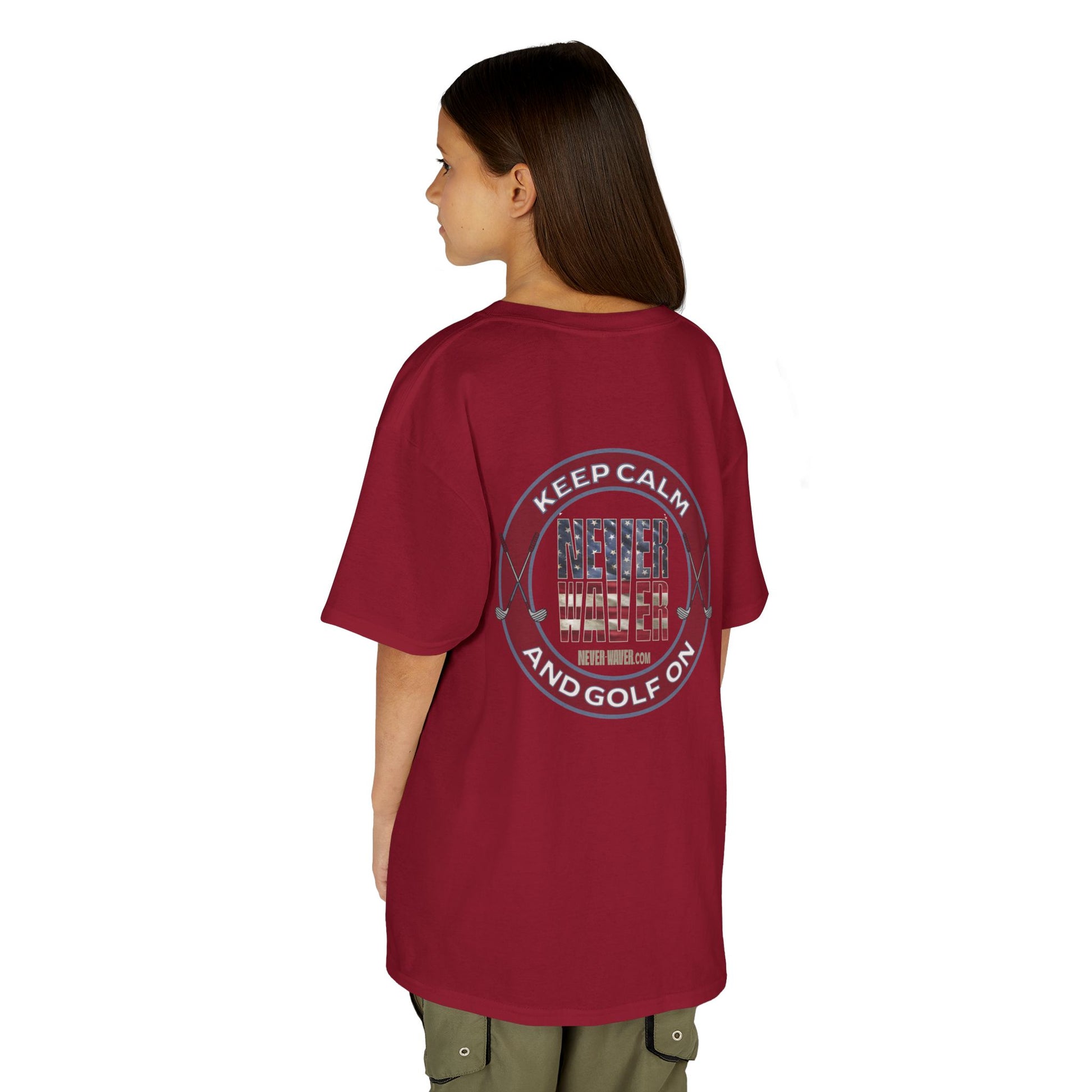 Kids Golf Tee - Keep Calm Never Waver and Golf On - Never Waver