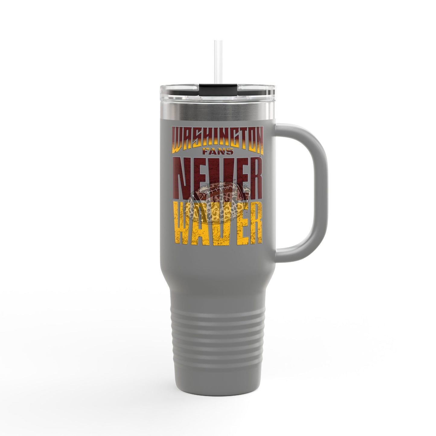 Washington Fans Never Waver W-Leopard Football Insulated Travel Mug, 40oz - Never Waver